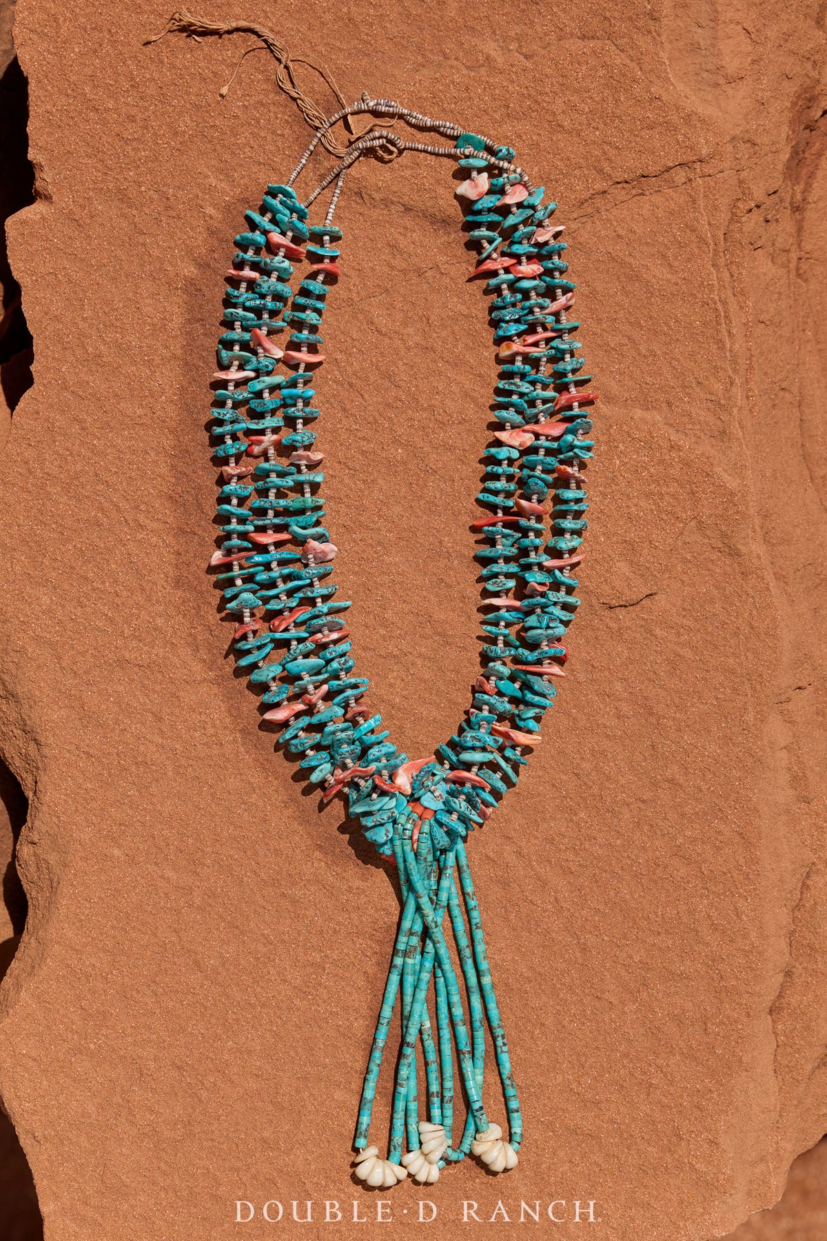 Necklace, Natural Stone, Jackal, Turquoise & Spiny Oyster, Vintage, 1949