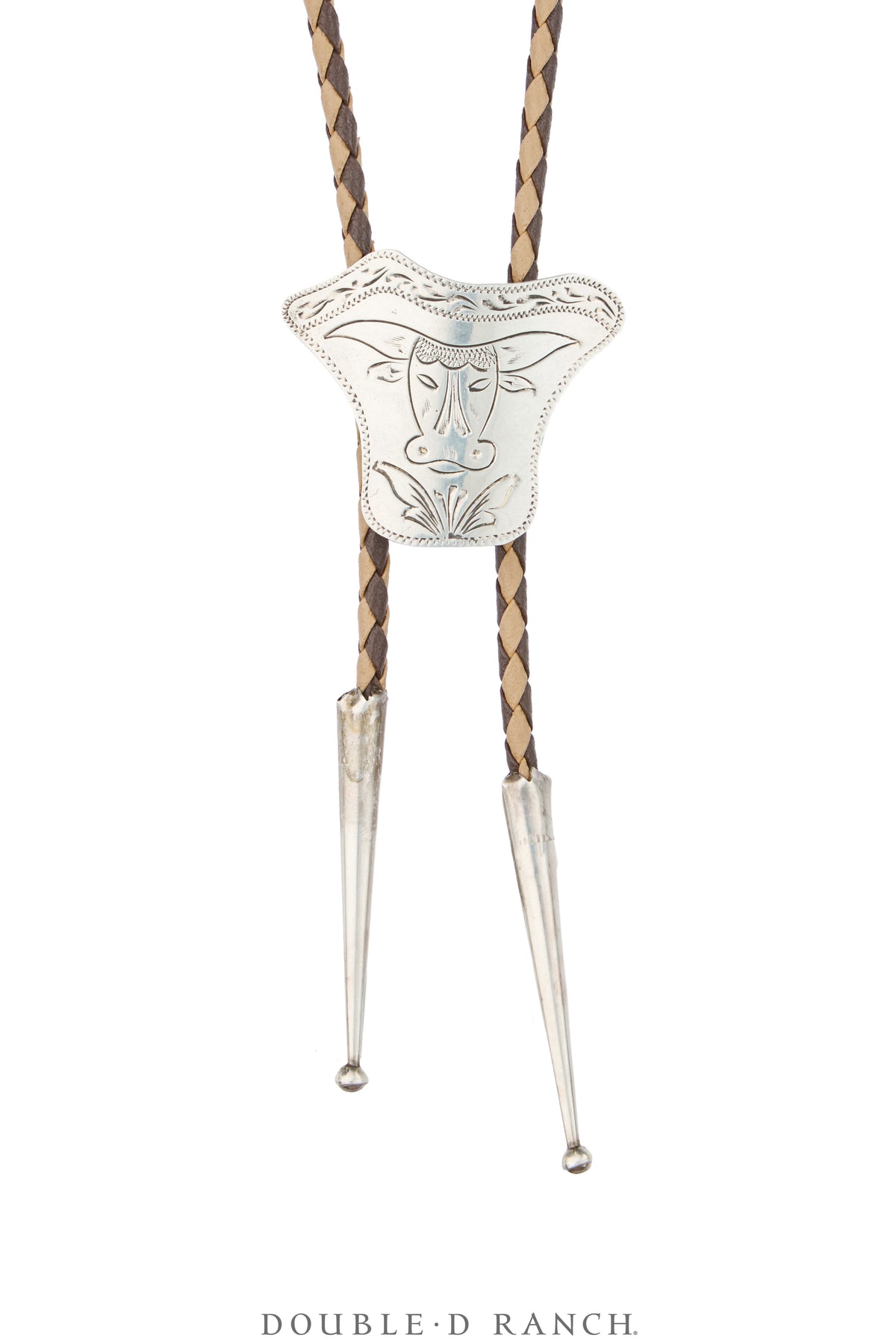 Bolo, Shield, Sterling Silver, Etching, Longhorn, Hallmark, Vintage, 3985