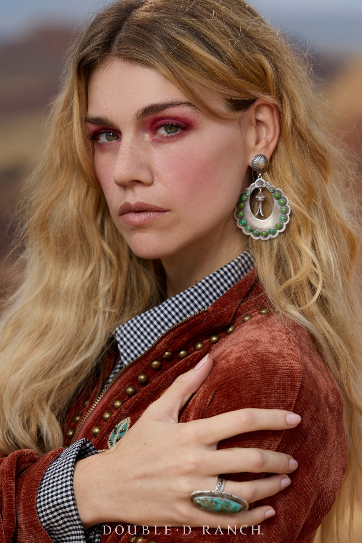 Earrings, Hoop, Turquoise, Dennis Hogan Hallmark, Contemporary,113F