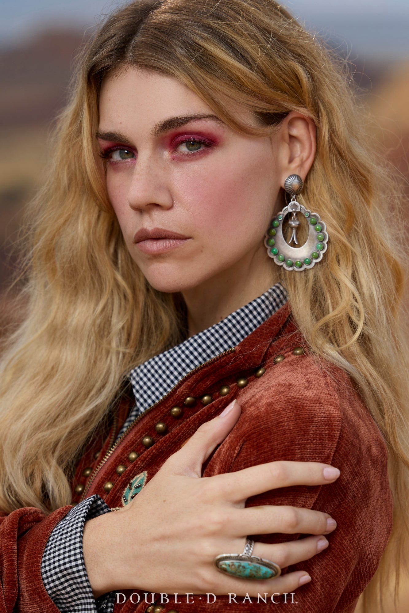 Earrings, Hoop, Turquoise, Dennis Hogan Hallmark, Contemporary,113F