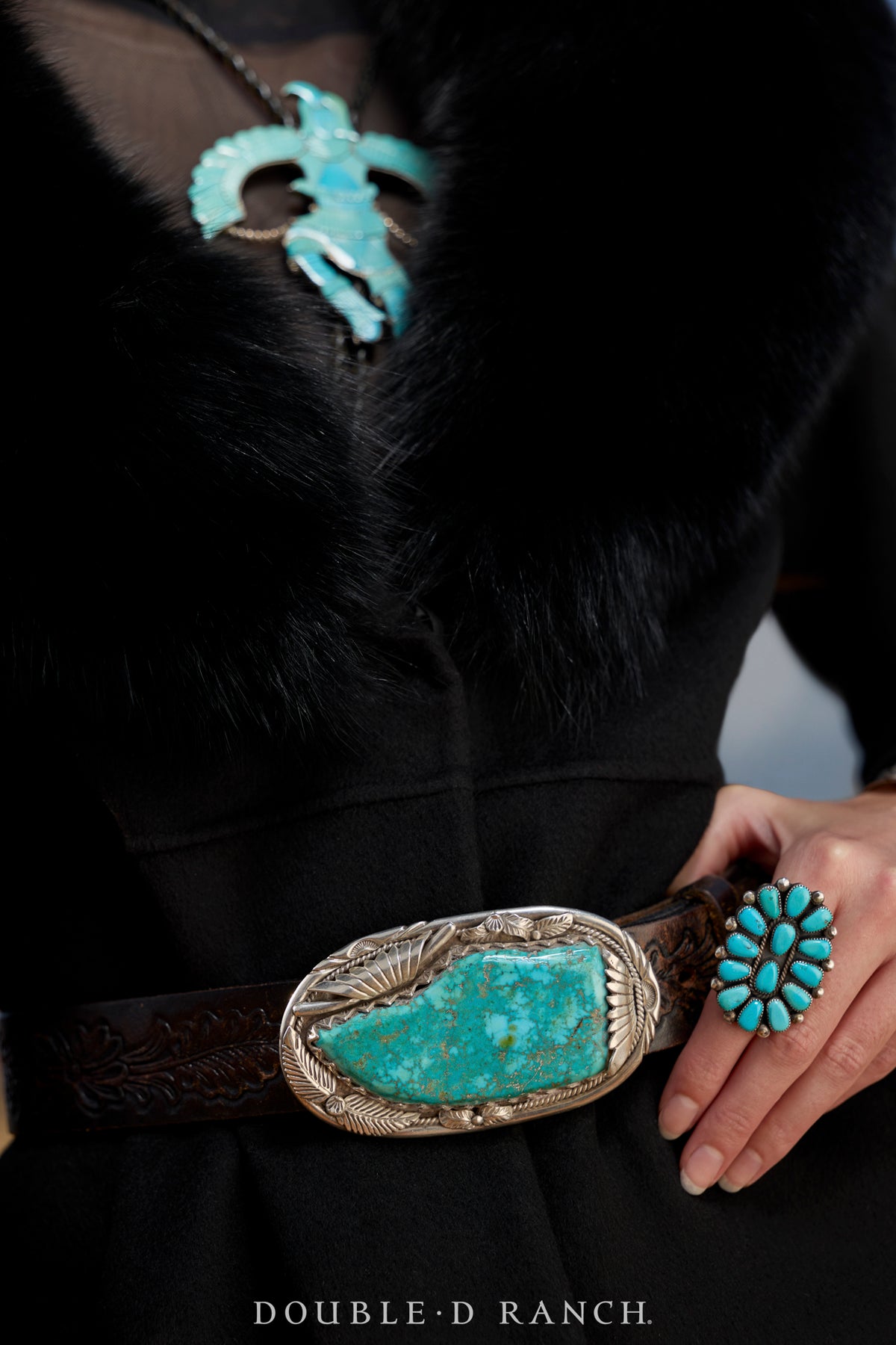 Belt, A Vintage, Buckle, Specimen, Turquoise, Vintage, 816