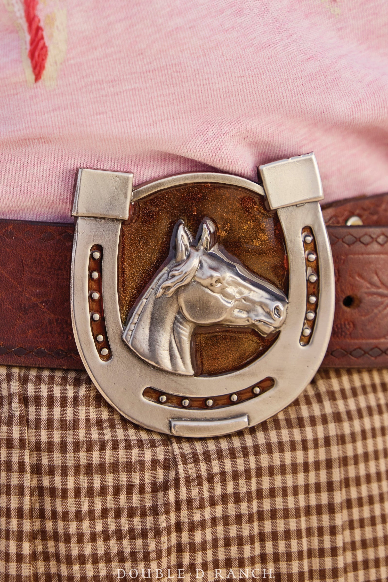 Belt, A Vintage, Buckle, Enamel, Horseshoe & Horse, Vintage, 770