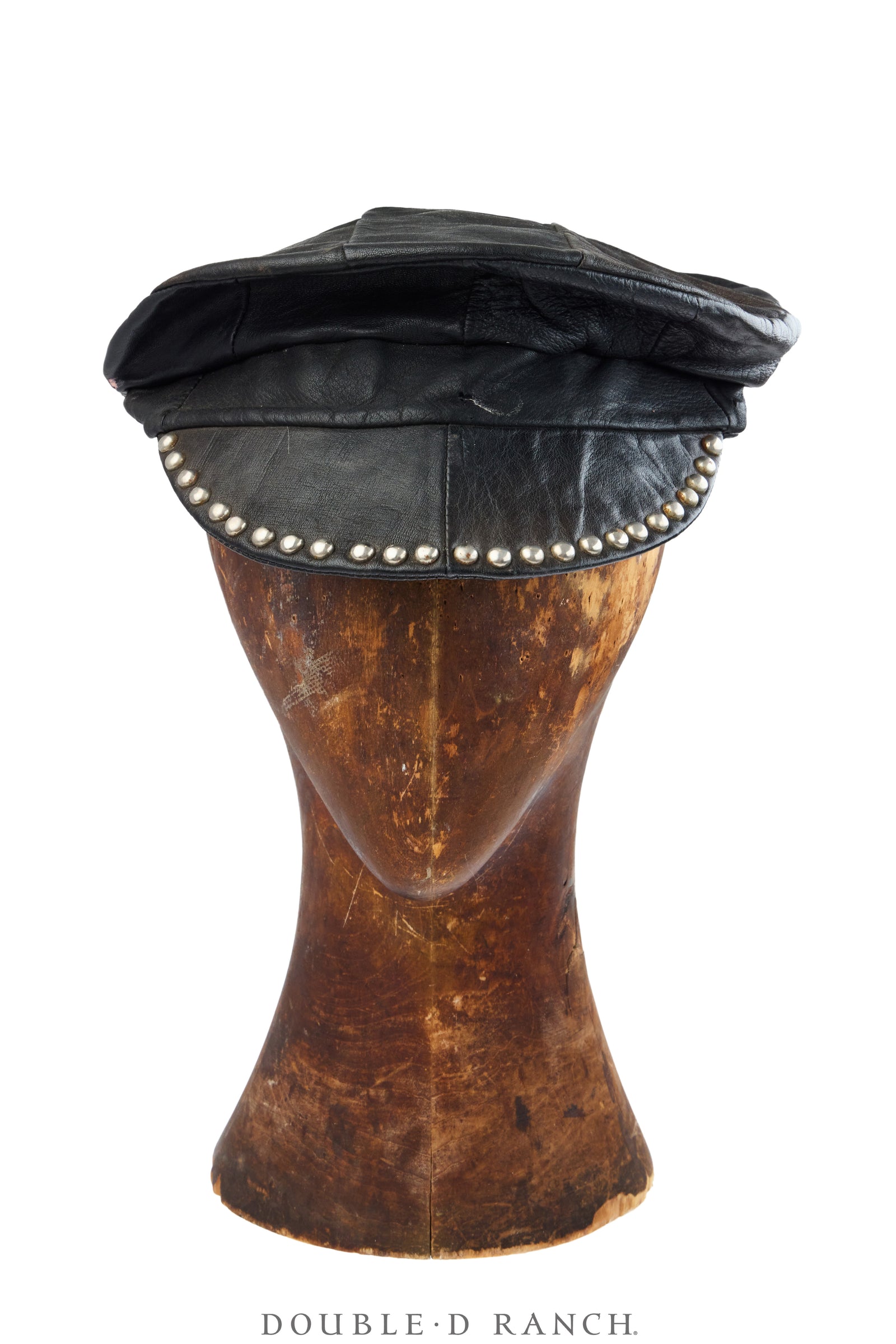Hat, Cap, Leather with Nailheads, Motorcycle Rider,  Vintage, 1476