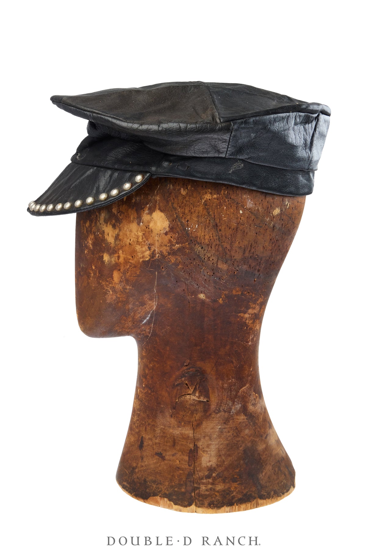 Hat, Cap, Leather with Nailheads, Motorcycle Rider,  Vintage, 1476
