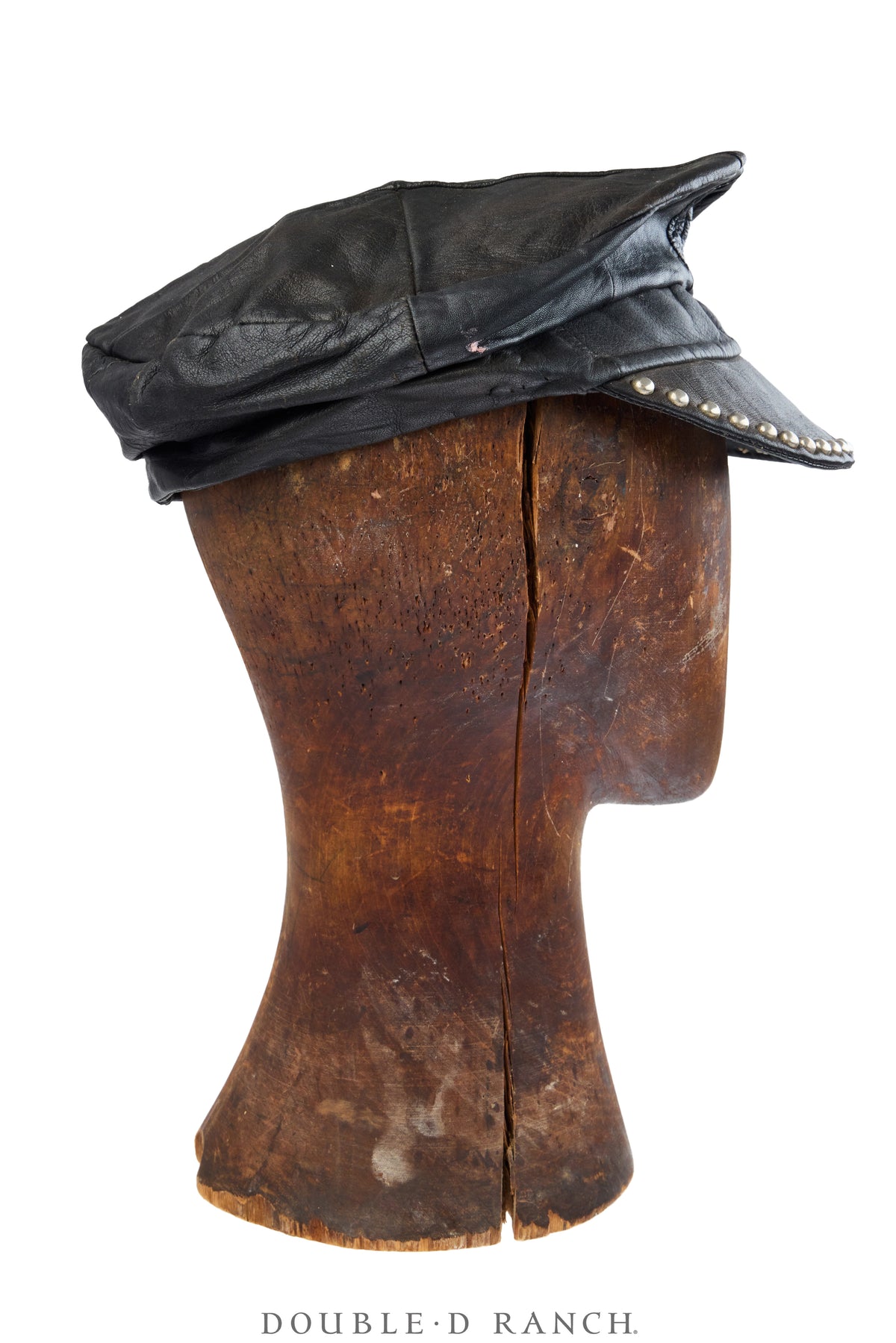 Hat, Cap, Leather with Nailheads, Motorcycle Rider,  Vintage, 1476