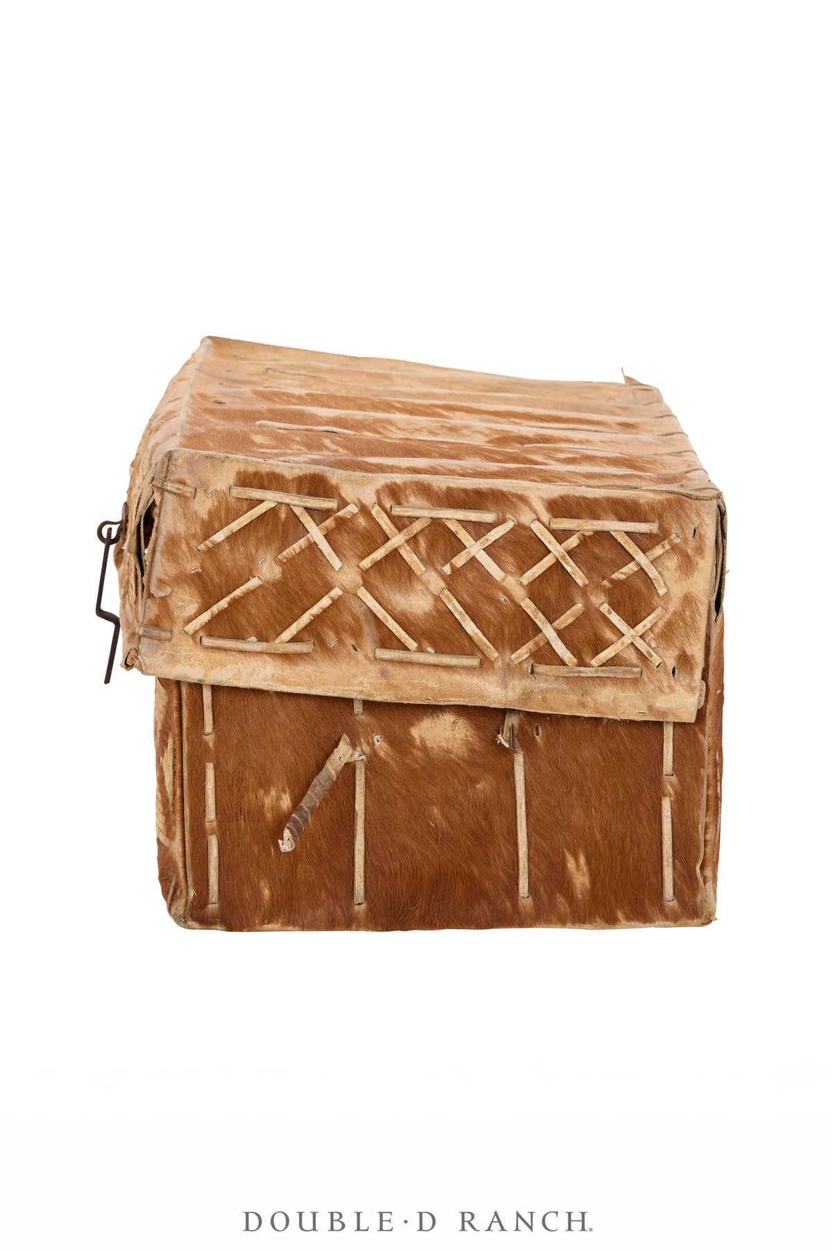 Home, Furniture, Trunk, Petaca, Hide Covered, Intricate Laced Design, Vintage, 287