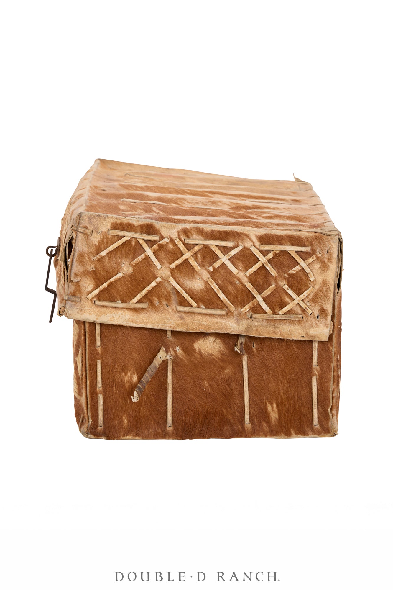 Home, Furniture, Trunk, Petaca, Hide Covered, Intricate Laced Design, Vintage, 287