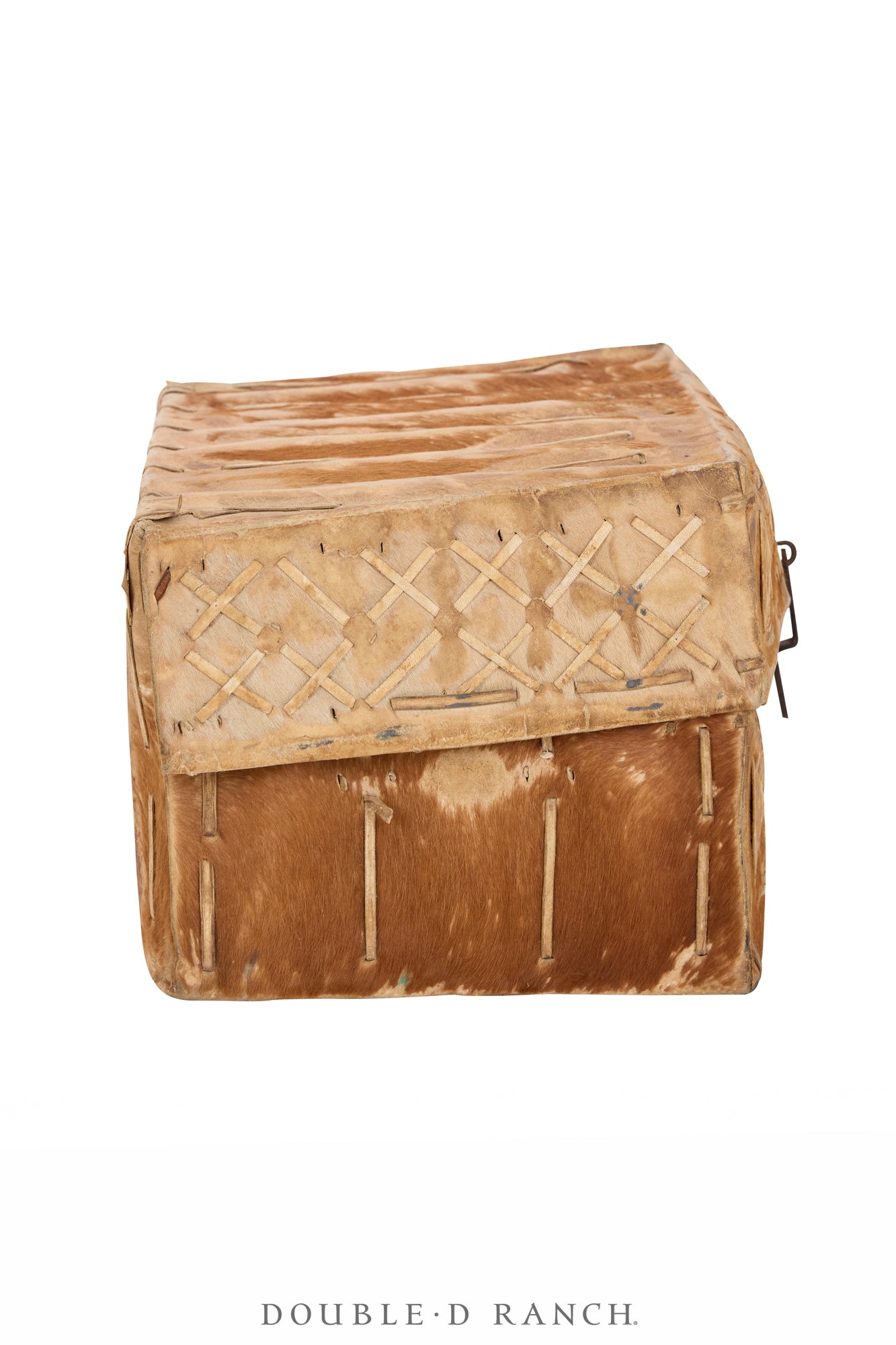 Home, Furniture, Trunk, Petaca, Hide Covered, Intricate Laced Design, Vintage, 287