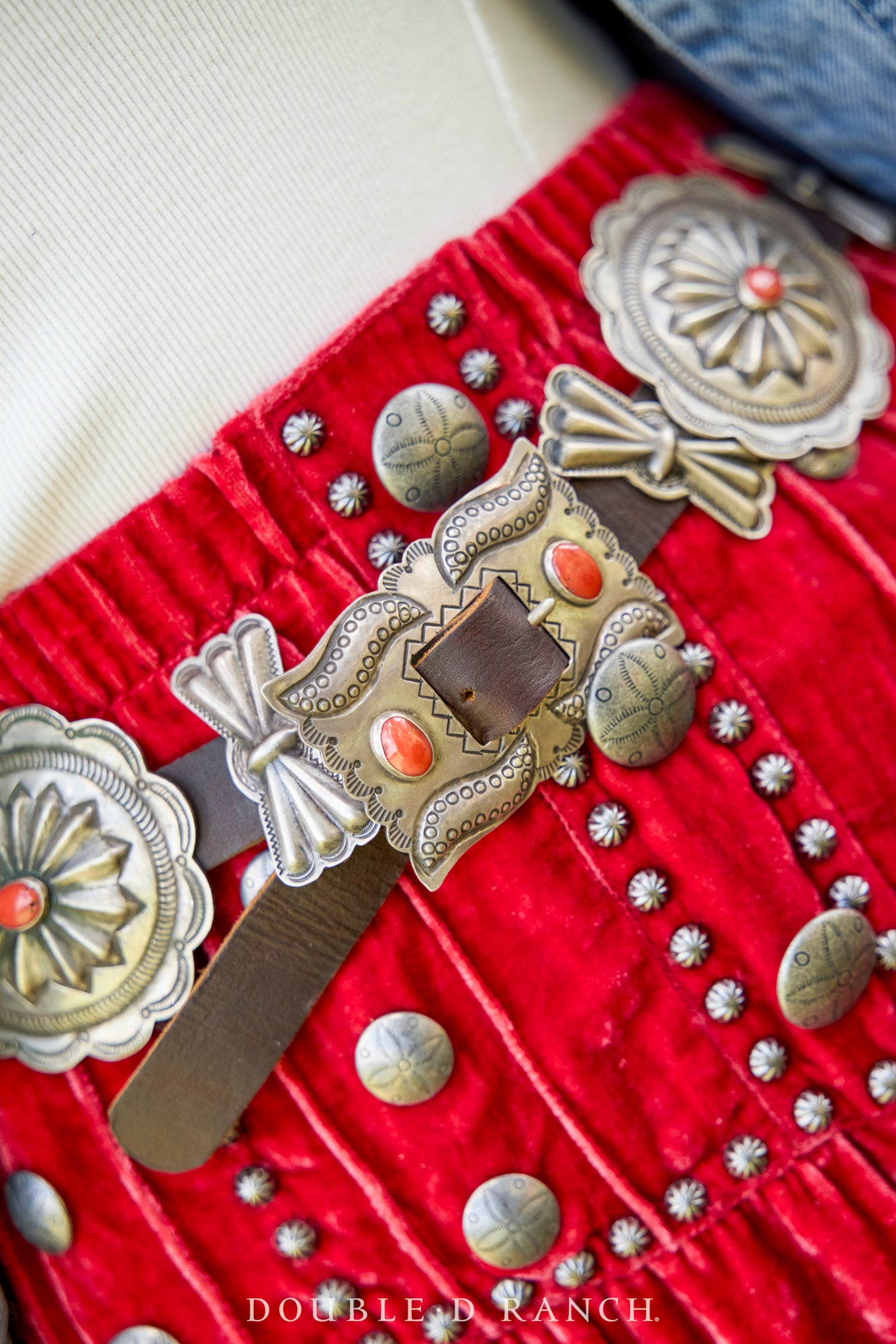 Belt, A Vintage, Concho, Coral, Repousse, Hallmark, Vintage, 369