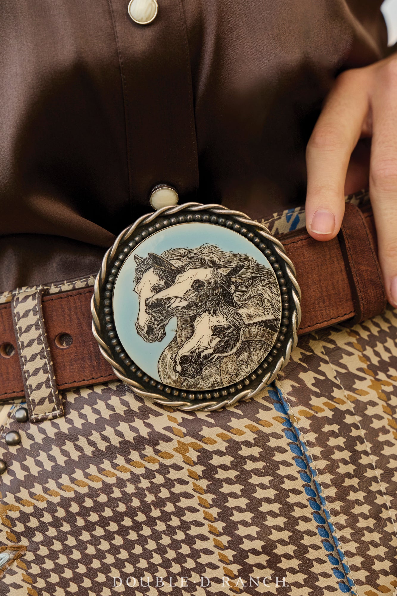 Belt, A Vintage, Novelty, Scrimshaw, Three Horses, Doyle 