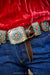 Belt, Concho, Turquoise & Orange Spiny Oyster, Hallmark, Contemporary, 522