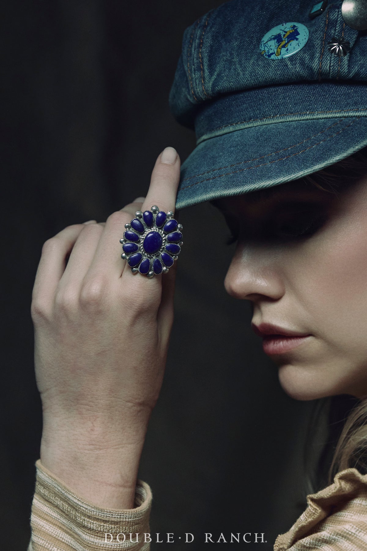 Ring, Cluster, Lapis, Hallmark, Contemporary, 8.5, 1732