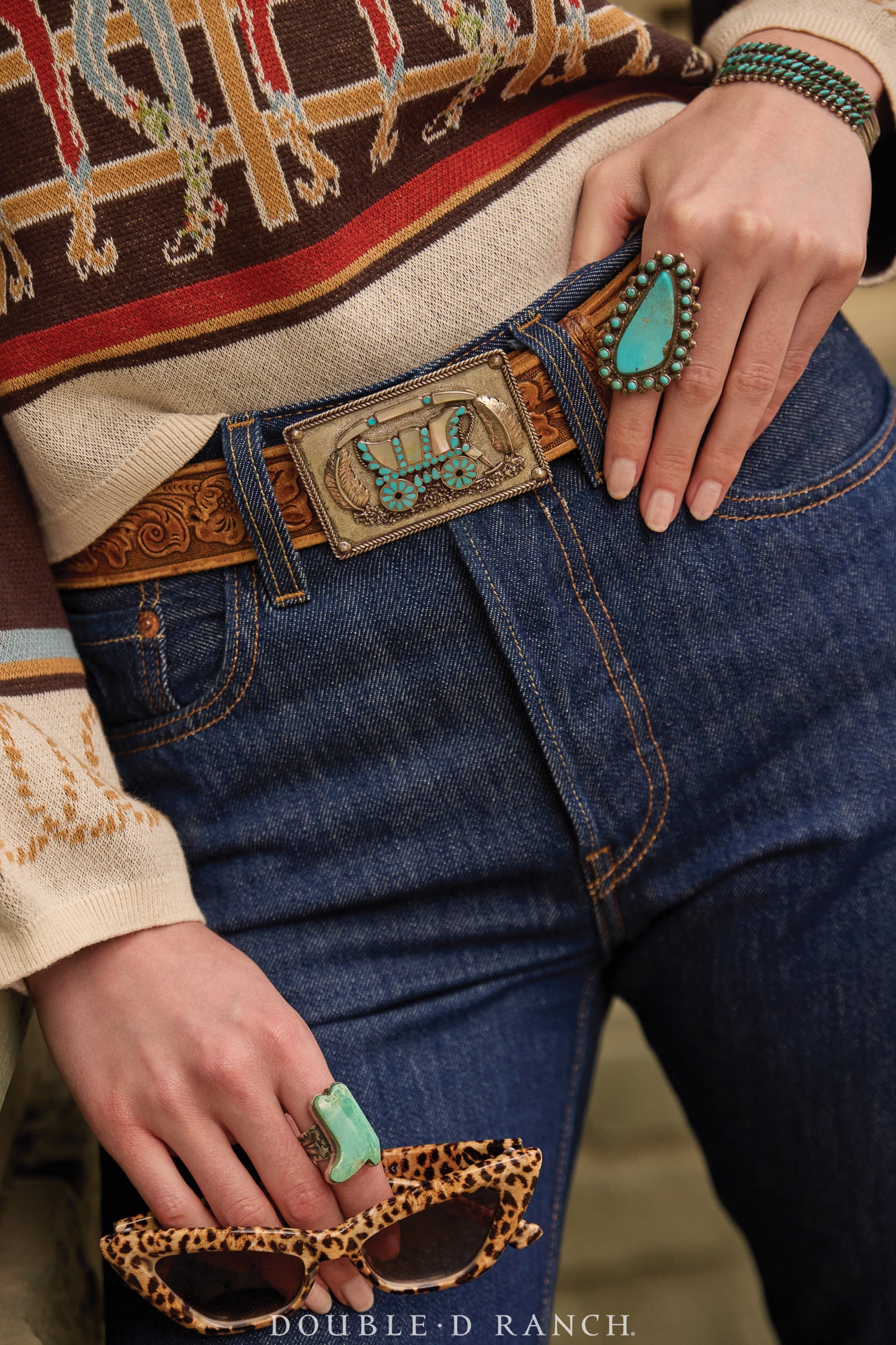 Belt, A Vintage, Buckle, Inlay, Conestoga, Dishta, Vintage, 545