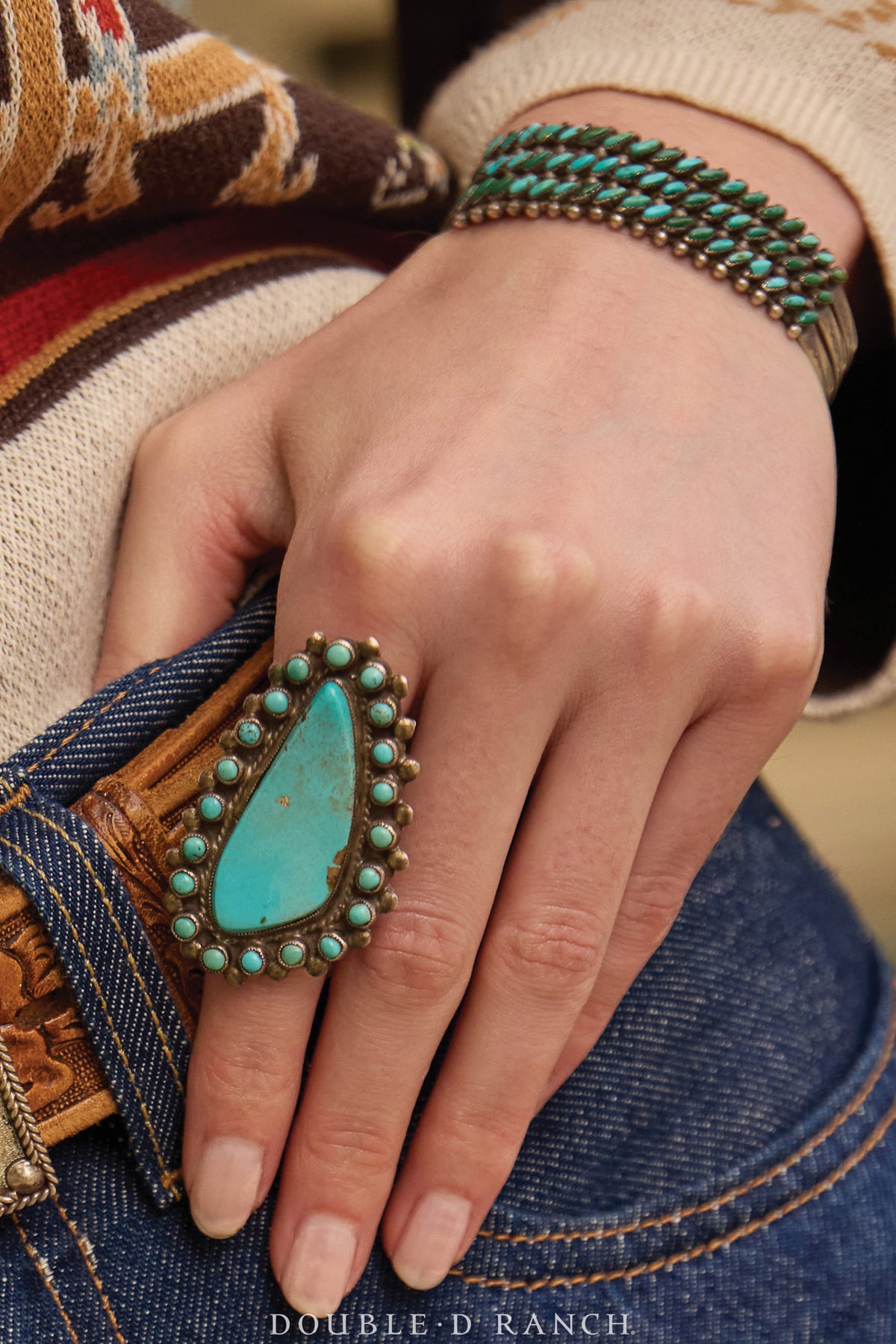 Ring, Natural Stone, Turquoise, Triangle With Petite Point, Hallmark, Contemporary, 1754