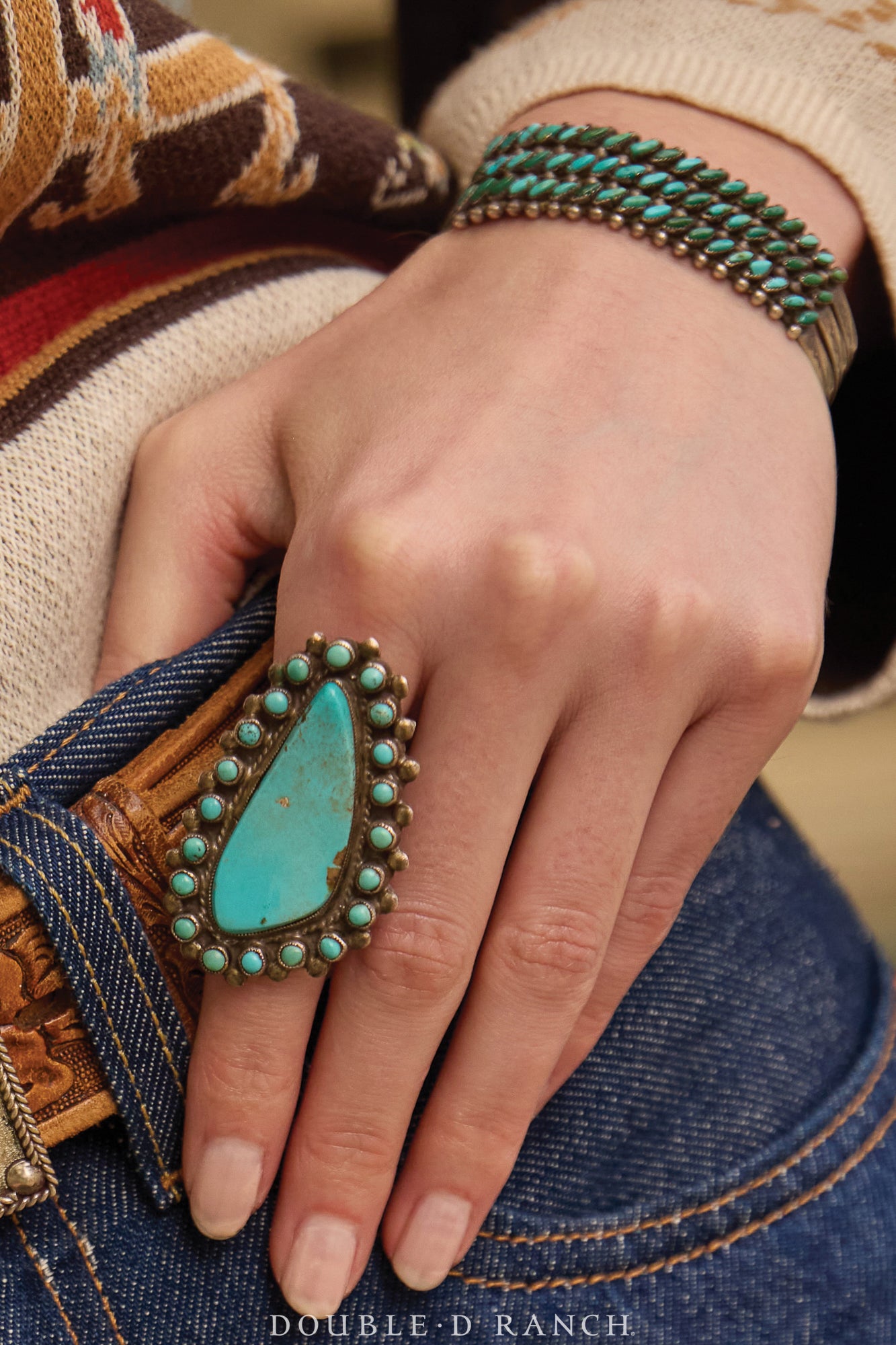 Ring, Natural Stone, Turquoise, Triangle With Petite Point, Hallmark, Contemporary, 1754