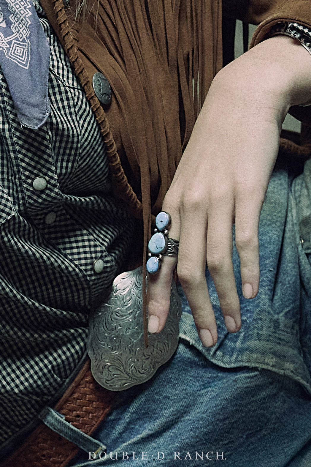 Ring, Cluster, Turquoise, Golden Hills,  Hallmark, Contemporary, 1707