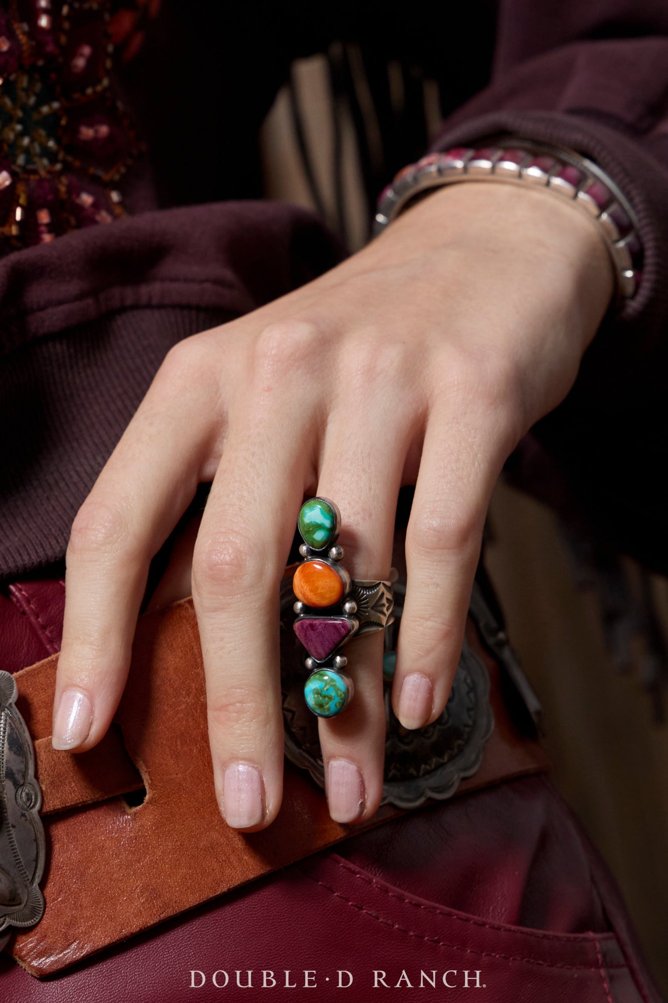 Ring, Statement, Mixed Stones, Hallmark, Adjustable, Contemporary, 1446