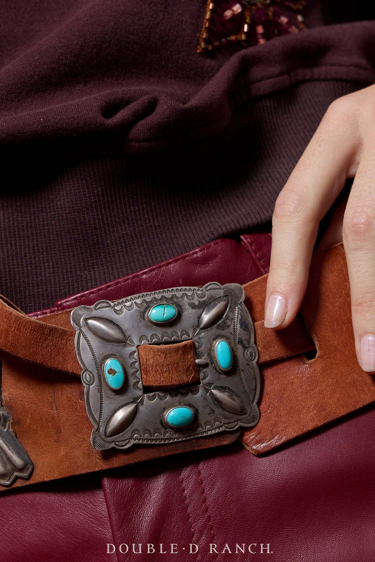 Belt, A Vintage, Concho, Blue Gem Turquoise, Old Pawn, circa 1940's,  251