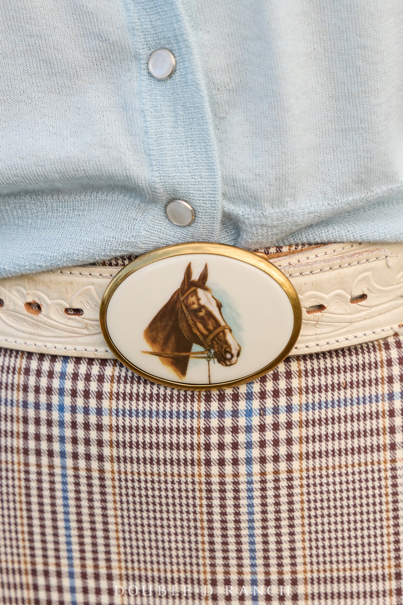 Belt, A Vintage, Buckle, Western Kitsch, Porcelain, Horse, Hallmark, Vintage, 863