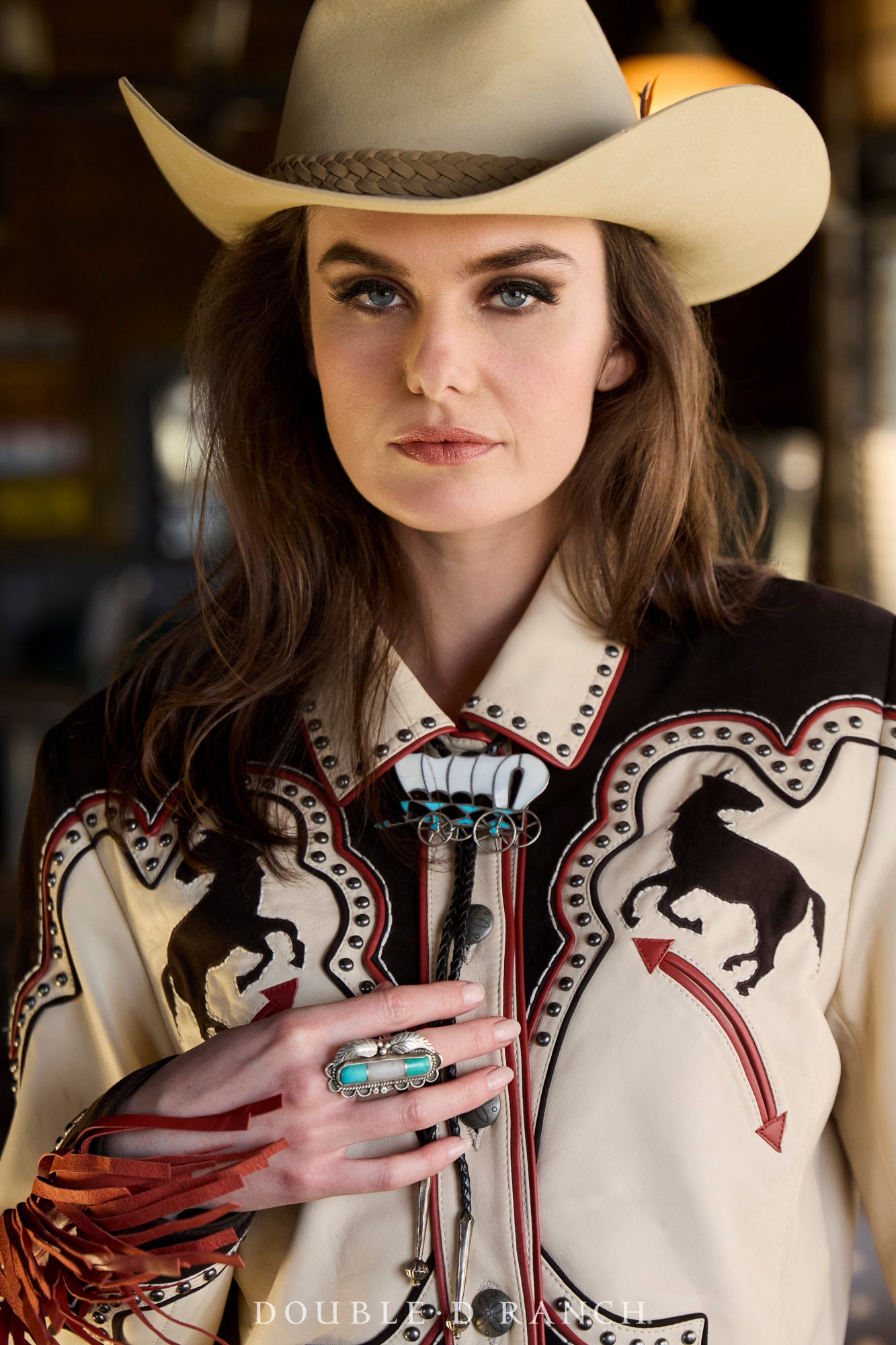 Bolo Inlay, Conestoga Wagon, In the Style of Lincon Zunie, Vintage ‘60s, 1694