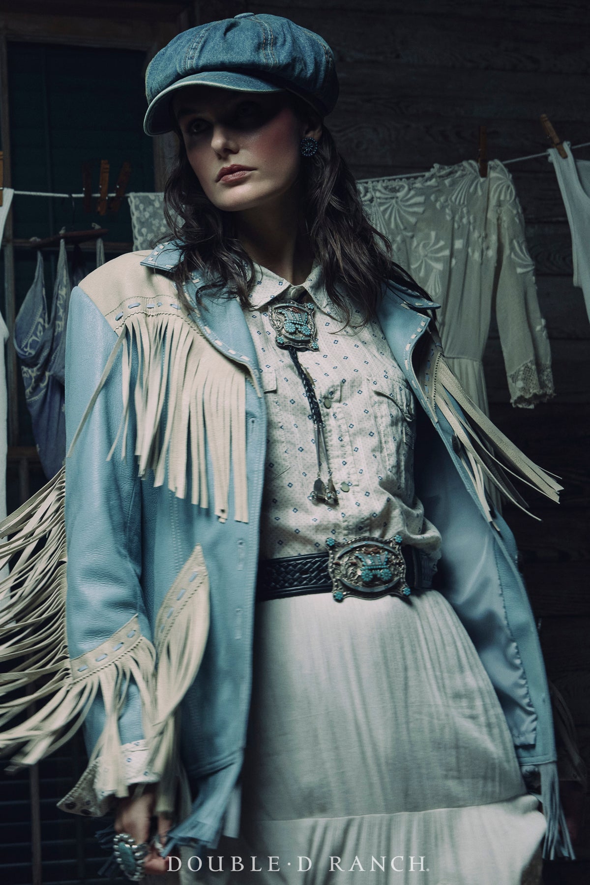 Bolo & Belt Set, Inlay, Conestoga Wagon, Dishta, Hallmark, Vintage, 1693