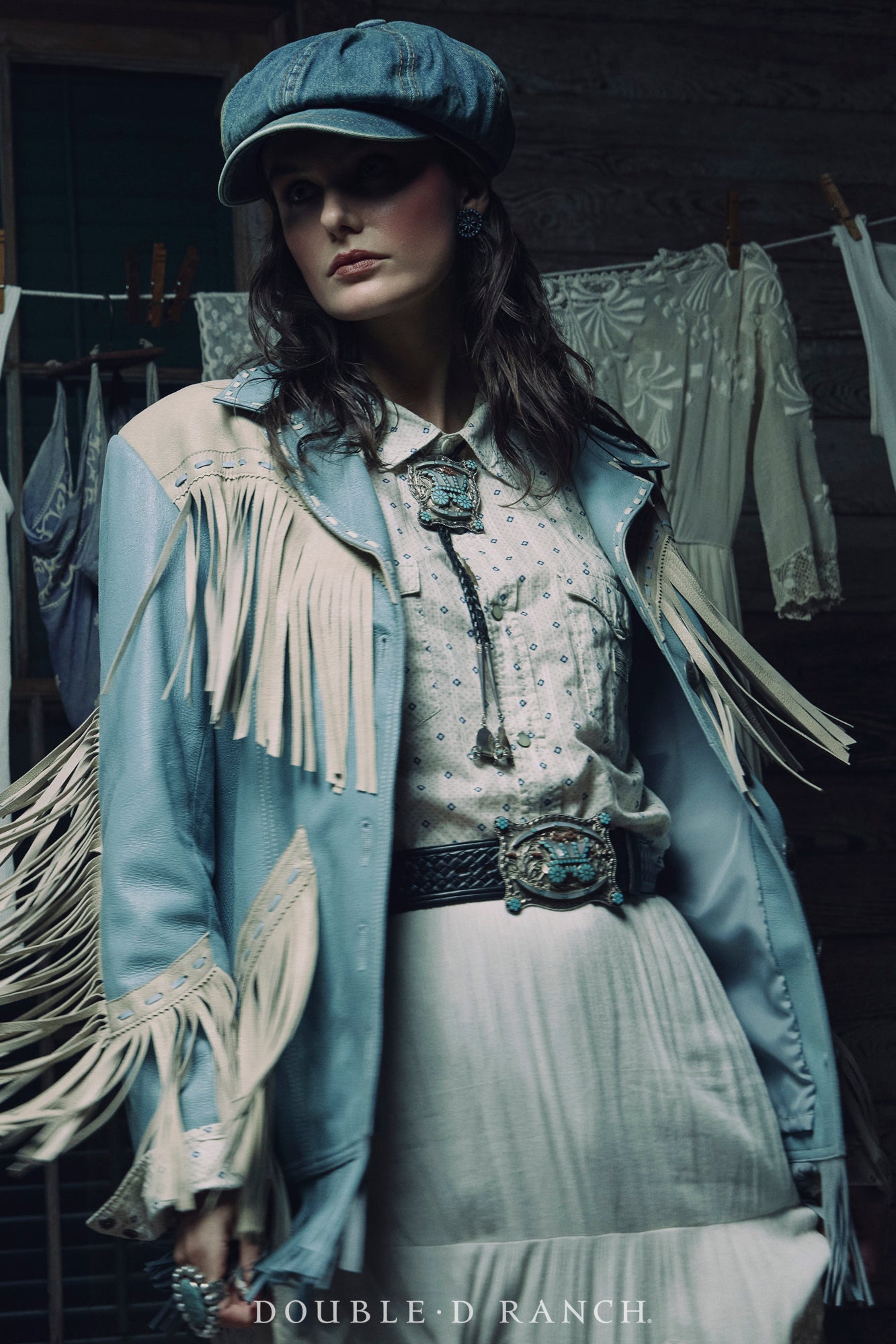 Bolo & Belt Set, Inlay, Conestoga Wagon, Dishta, Hallmark, Vintage, 1693