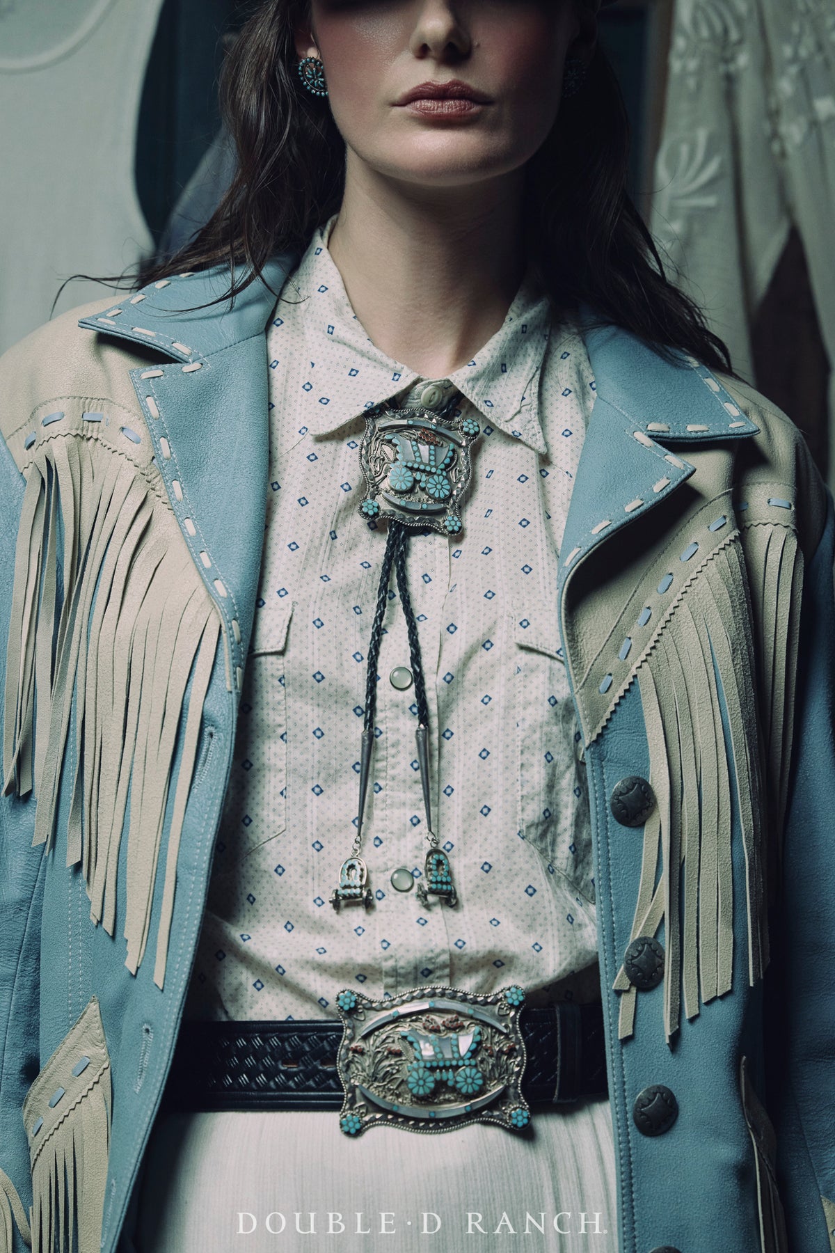 Bolo & Belt Set, Inlay, Conestoga Wagon, Dishta, Hallmark, Vintage, 1693