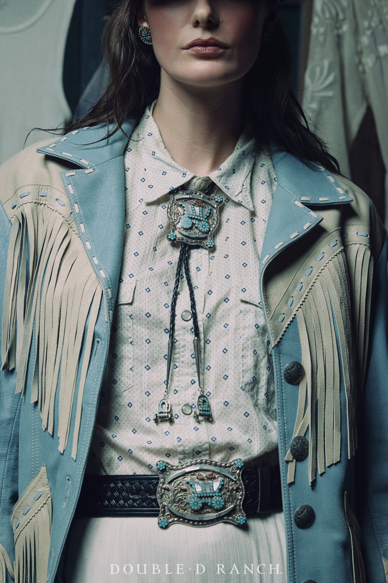 Bolo & Belt Set, Inlay, Conestoga Wagon, Dishta, Hallmark, Vintage, 1693