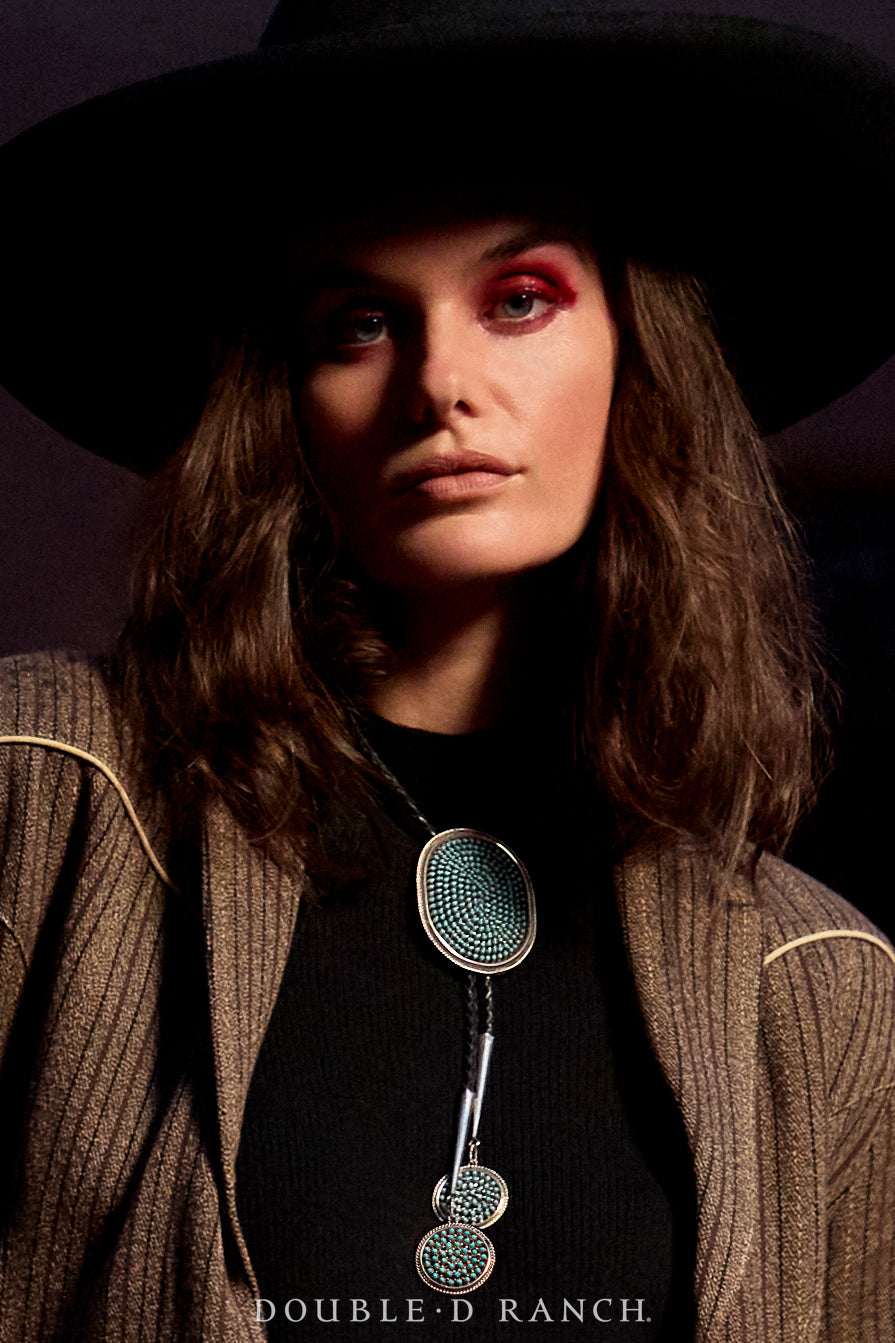 Bolo, Cluster, Turquoise, Zuni Snake Eye, Haloo Hallmark, Vintage, 3617