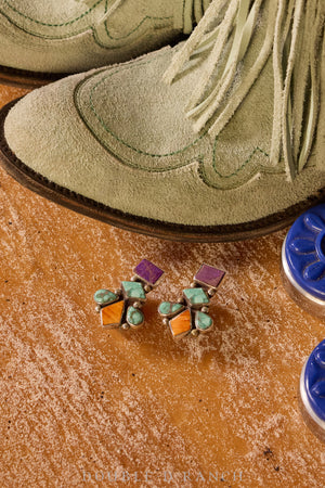 Earrings, Oscar Betz, Multi Stone, Hallmark, 1444