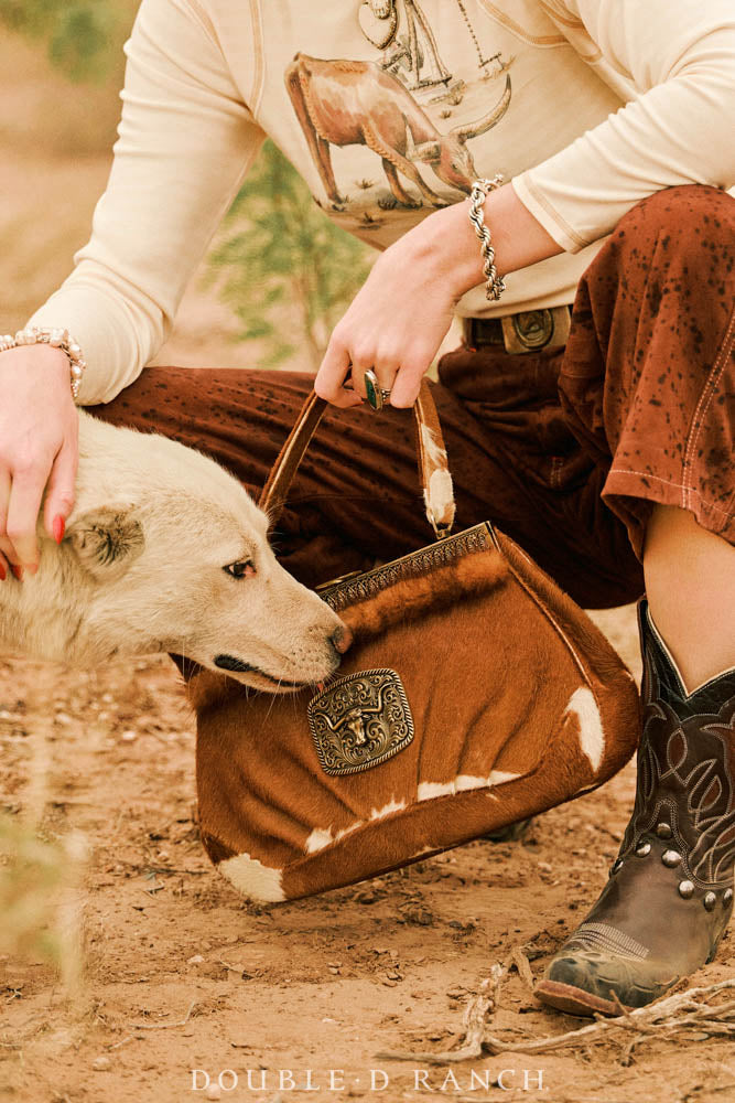 Bag, Silver Label, Hair On, Longhorn Buckle, Repurposed, 1417