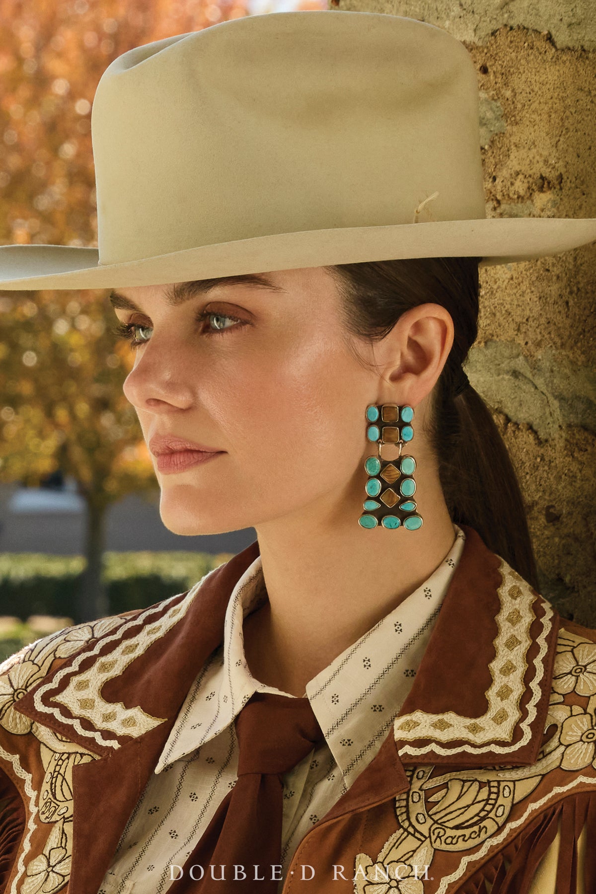 Earrings, Oscar Betz, Fan, Turquoise, Jasper, Hallmark, Contemporary, 2082