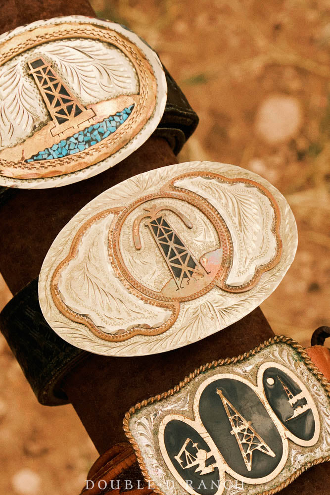 Belt, A Vintage, Buckle, Western, Roughneck Rodeo, Oil Derrick, Vintage, 1008
