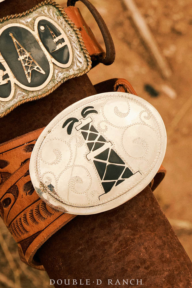 Belt, A Vintage, Buckle, Western, Roughneck Rodeo, Inlay, Vintage, 1006