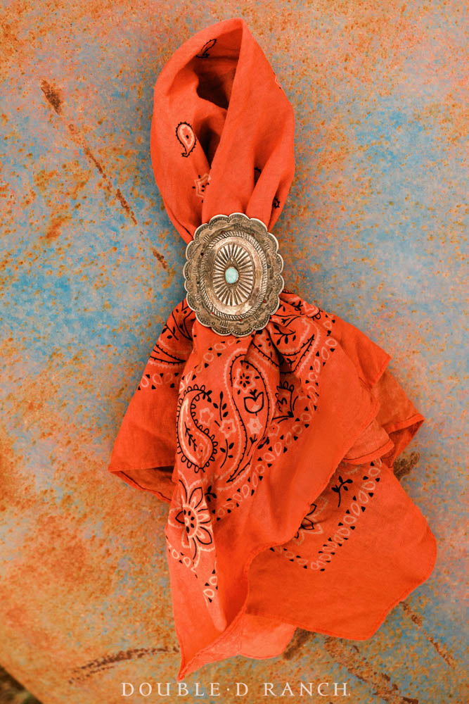 Scarf Slide, Repurposed, Concho, Turquoise, Vintage, 1264