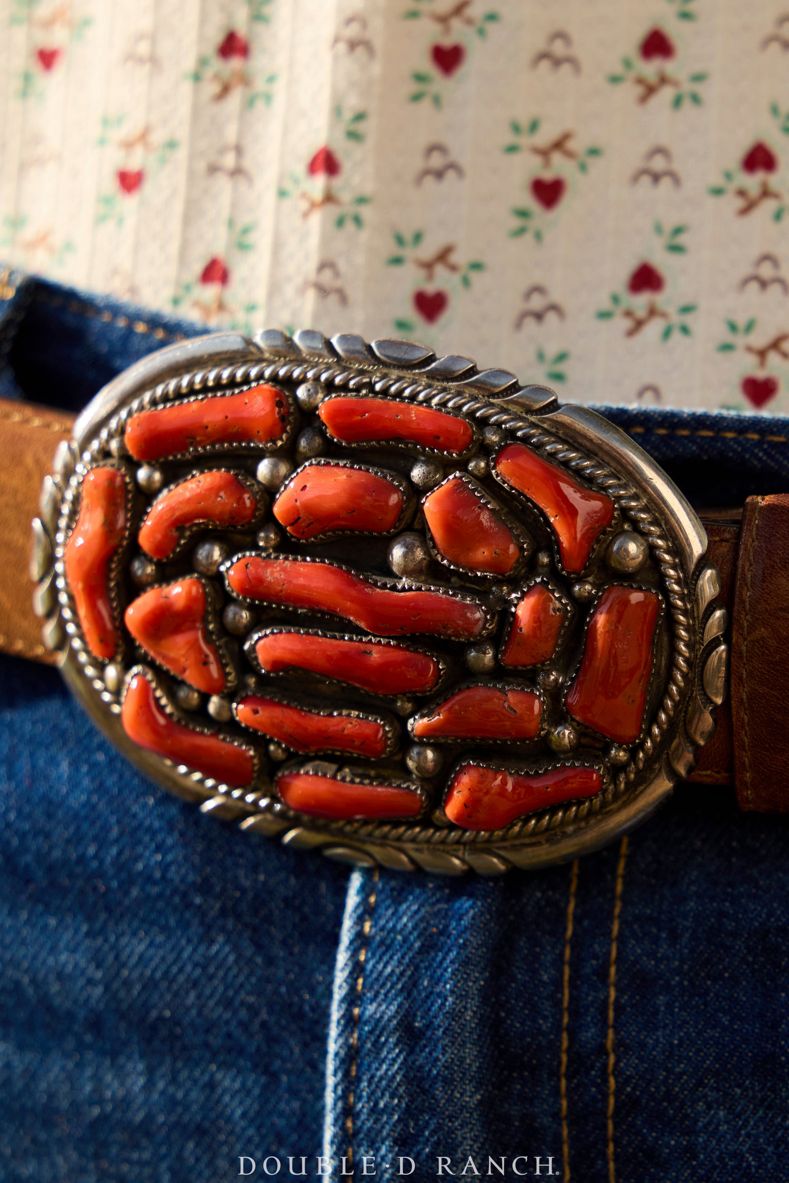 Belt, A Vintage, Buckle, Concho, Coral, Hallmark, Vintage, 515