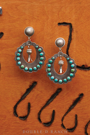 Earrings, Hoop, Turquoise, Dennis Hogan Hallmark, Contemporary,1135