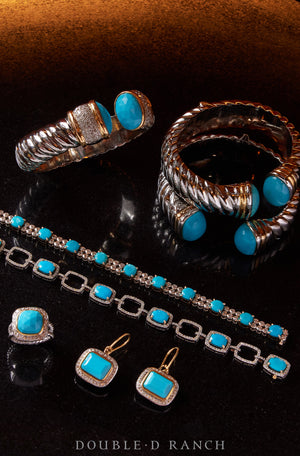 Bracelet, Tennis, Turquoise & Diamonds, Contemporary, 3505