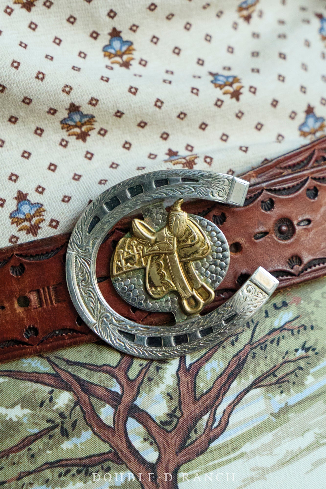 Belt, A Vintage, Buckle, Western, Horseshoe & Saddle, Vintage, 873