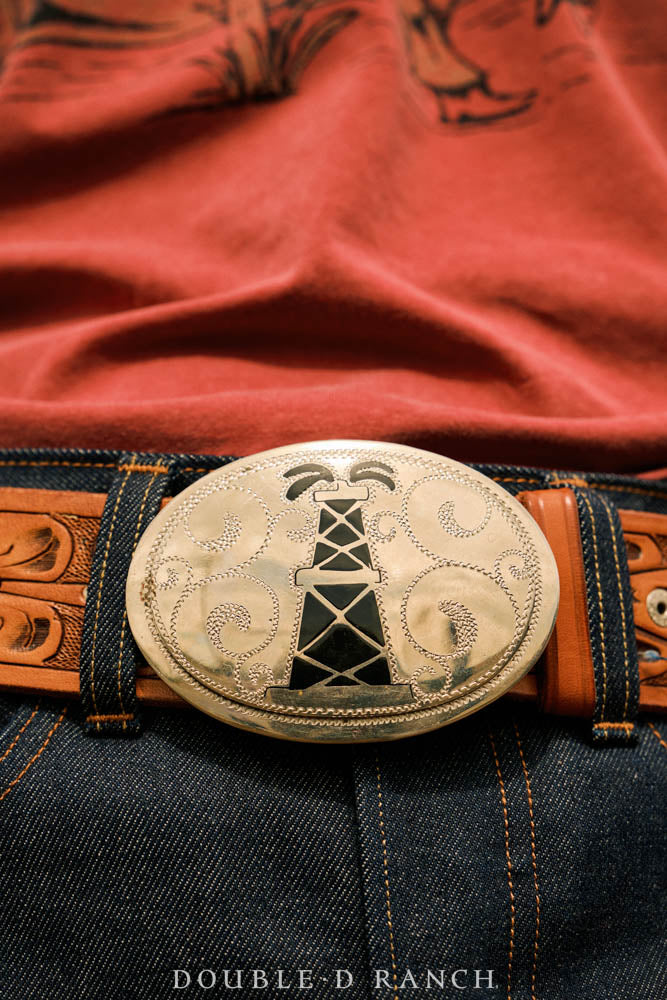 Belt, A Vintage, Buckle, Western, Roughneck Rodeo, Inlay, Vintage, 1006