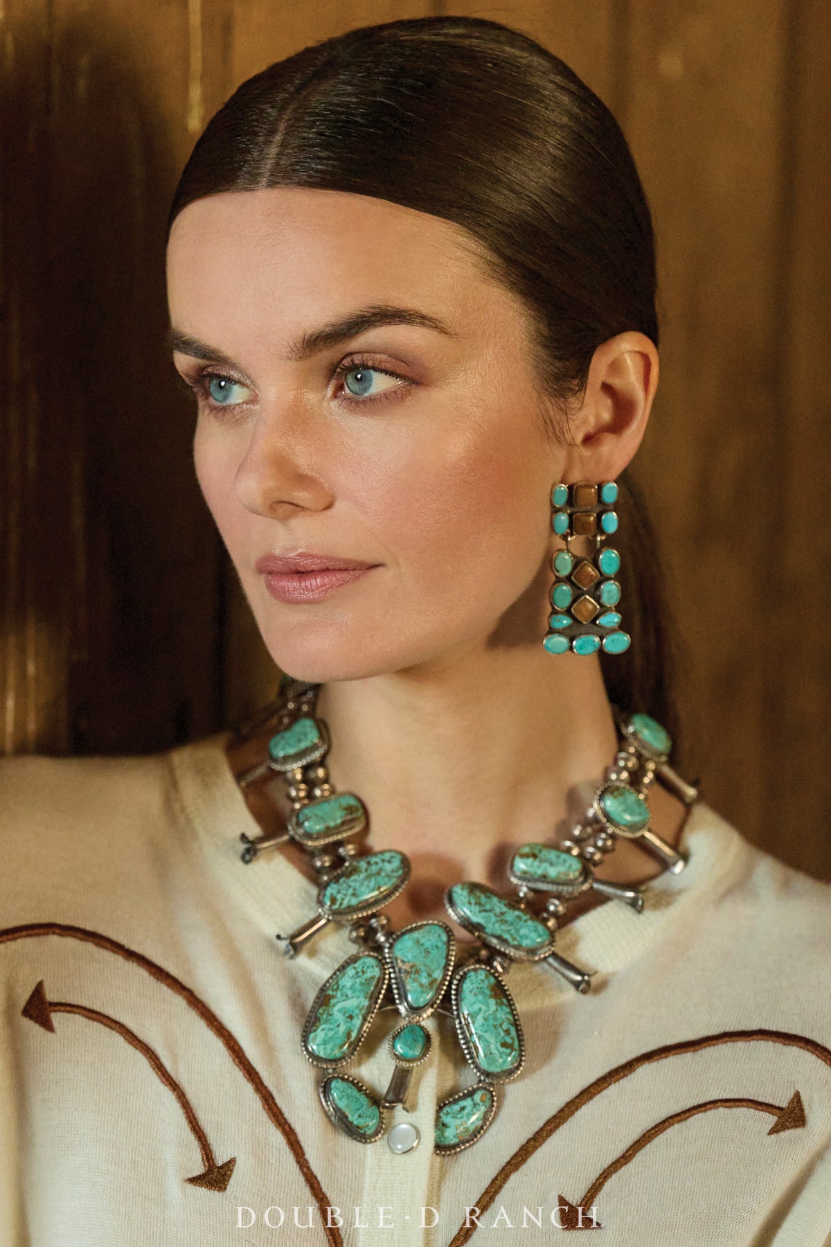 Necklace, Squash Blossom, Turquoise Variscite, Vintage '60s, 3584