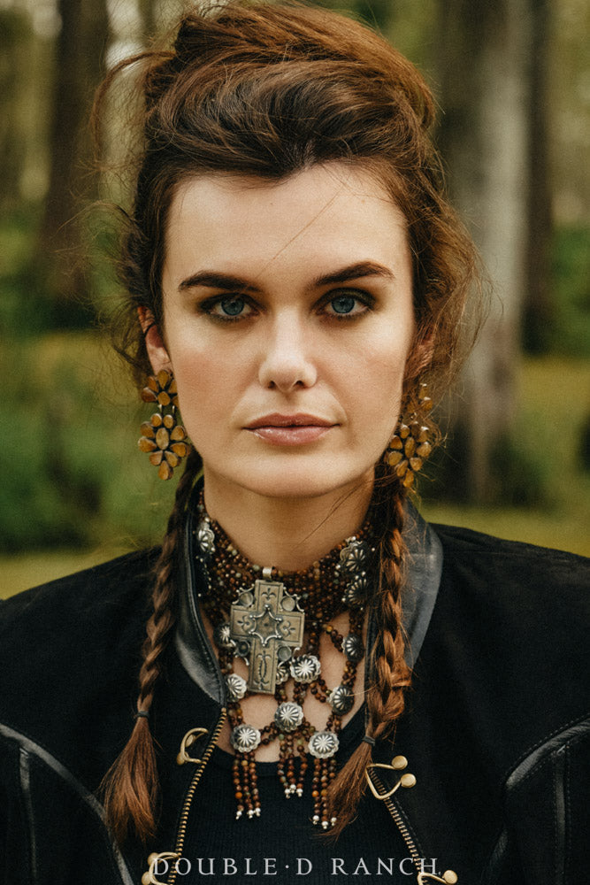 Earrings, Oscar Betz, Triangle, Jasper, Hallmark, 2145