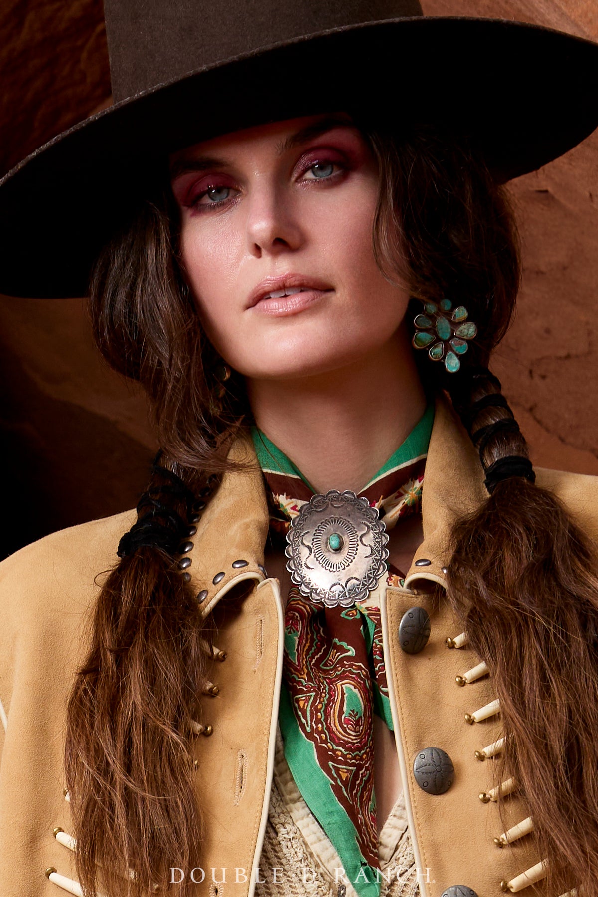 Scarf Slide, Concho, Turquoise, 3rd Phase, Upcycled, Vintage, 1217