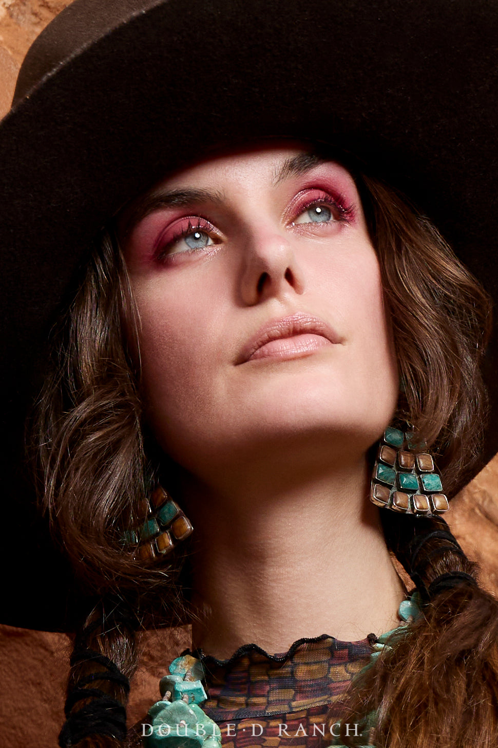 Earrings, Oscar Betz, Fan, Russian Amazonite and YellowJasper, Hallmark, Contemporary, 2049