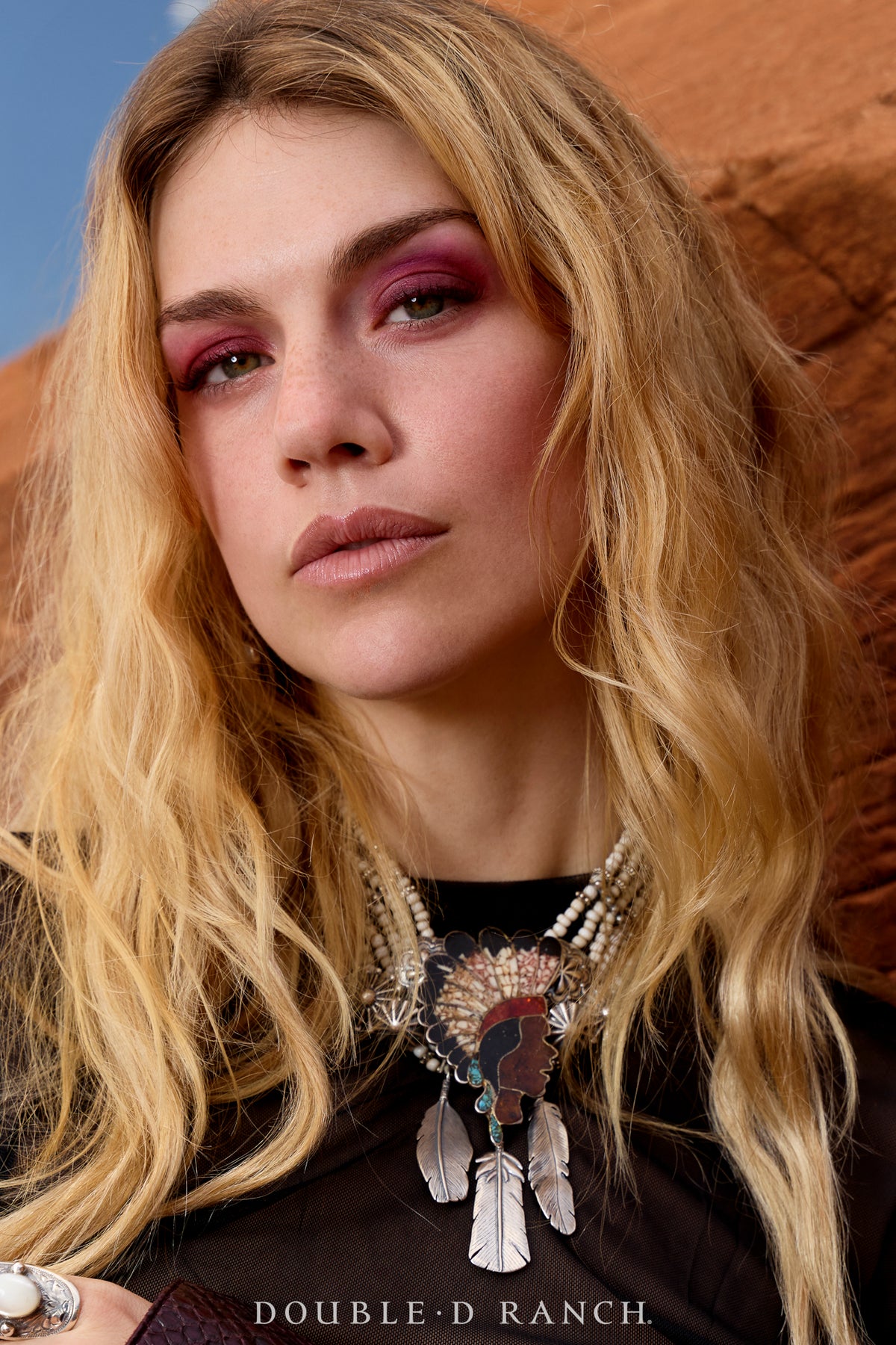 Necklace, Mummy's Bundle, by Double D Ranch, Inlay Indian Chief, 101