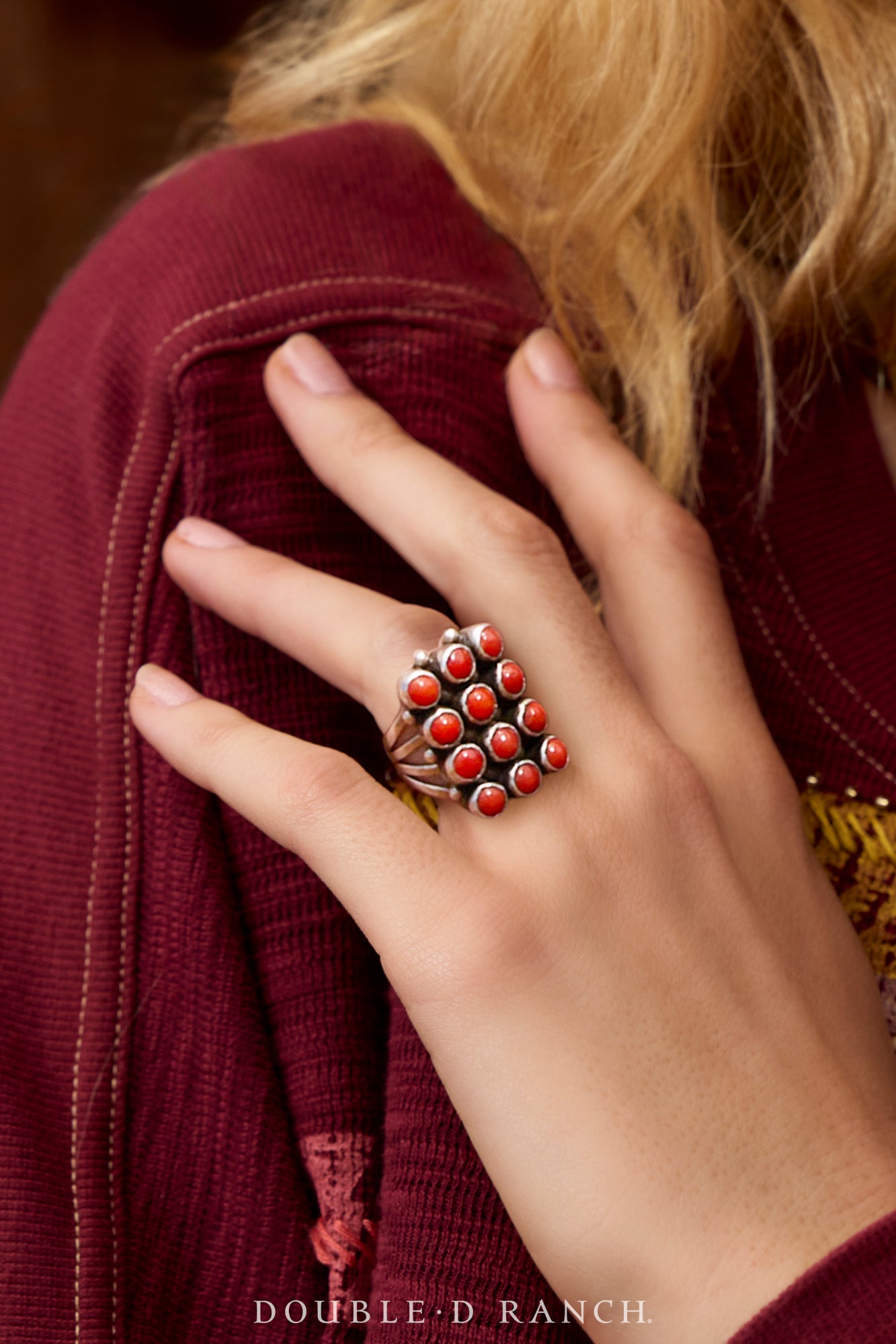 Ring, Cluster, Coral, Vintage, 1589