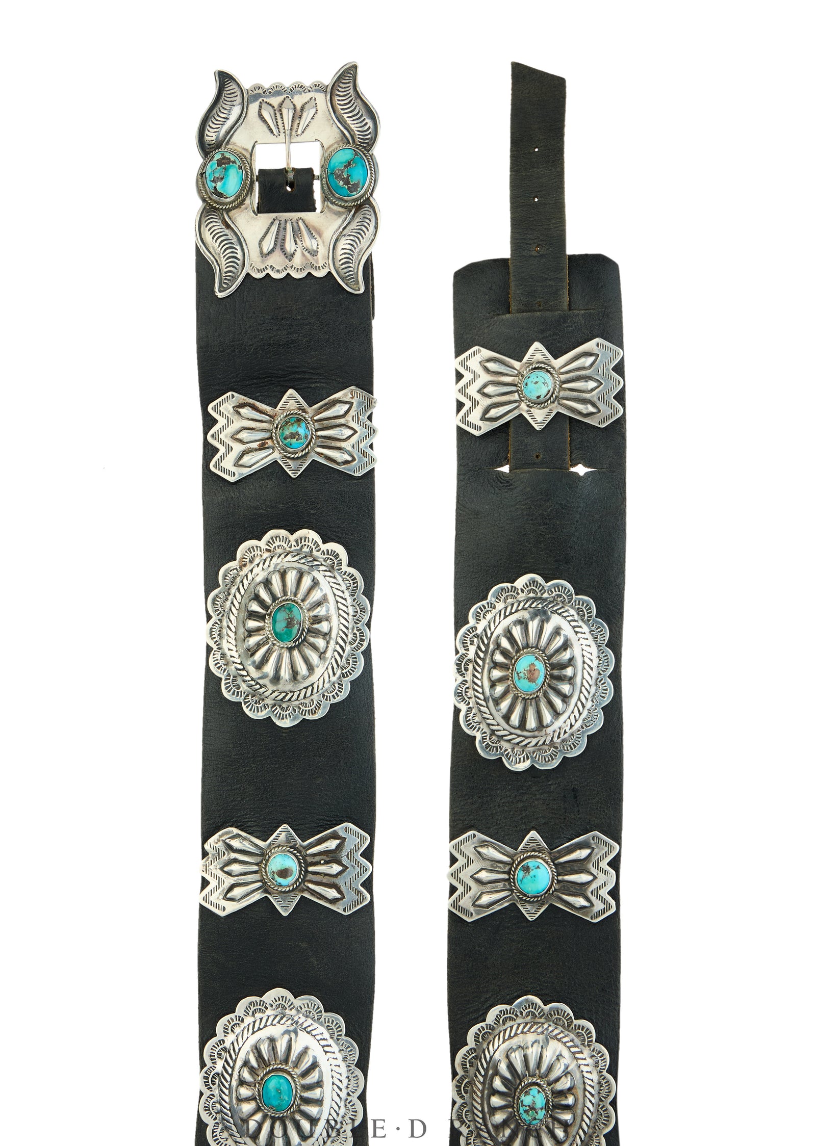 Belt, A Vintage, Concho, Turquoise, Wide Scalloped Band, Estate, Vintage, 1042