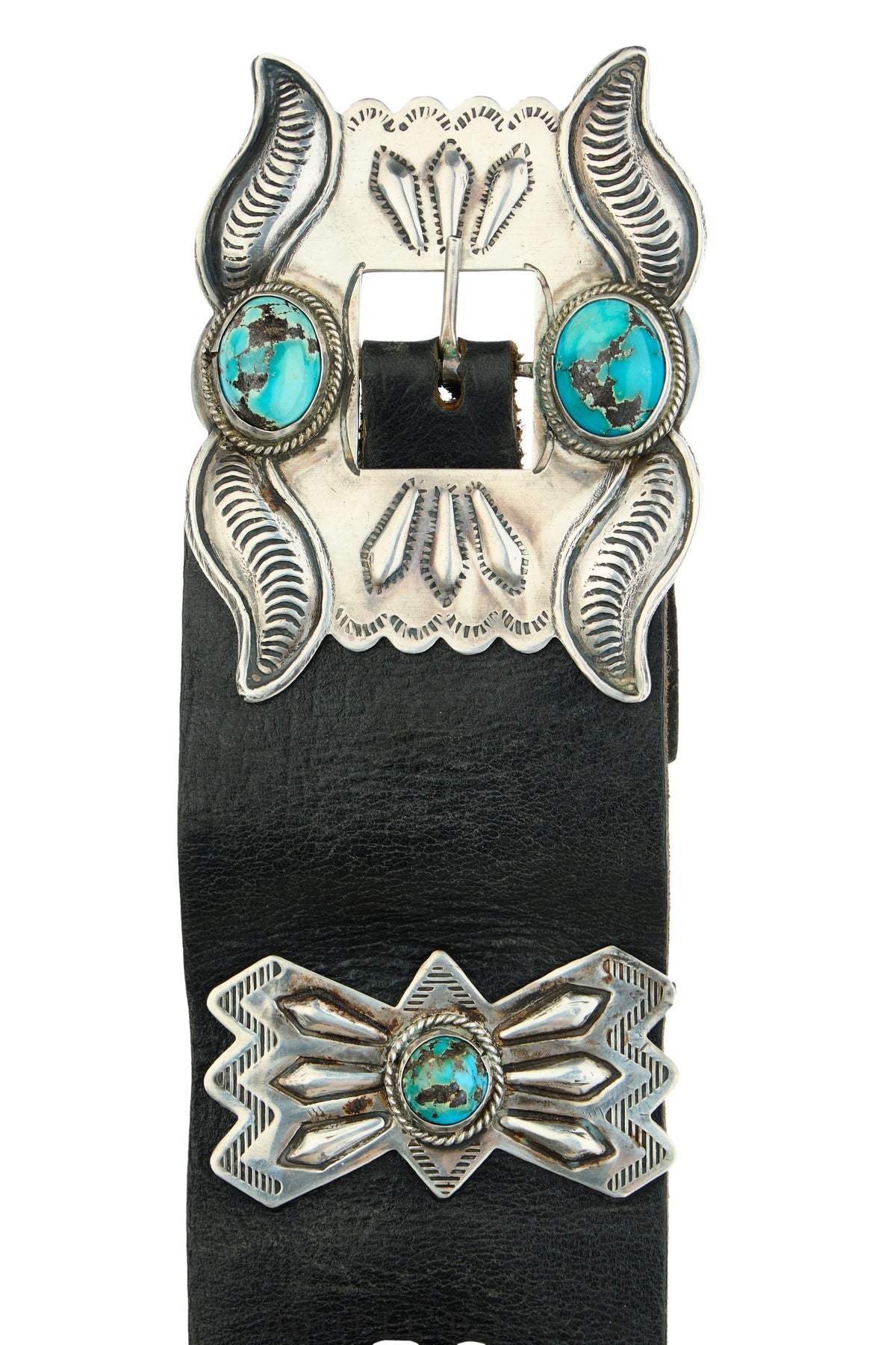 Belt, A Vintage, Concho, Turquoise, Wide Scalloped Band, Estate, Vintage, 1042