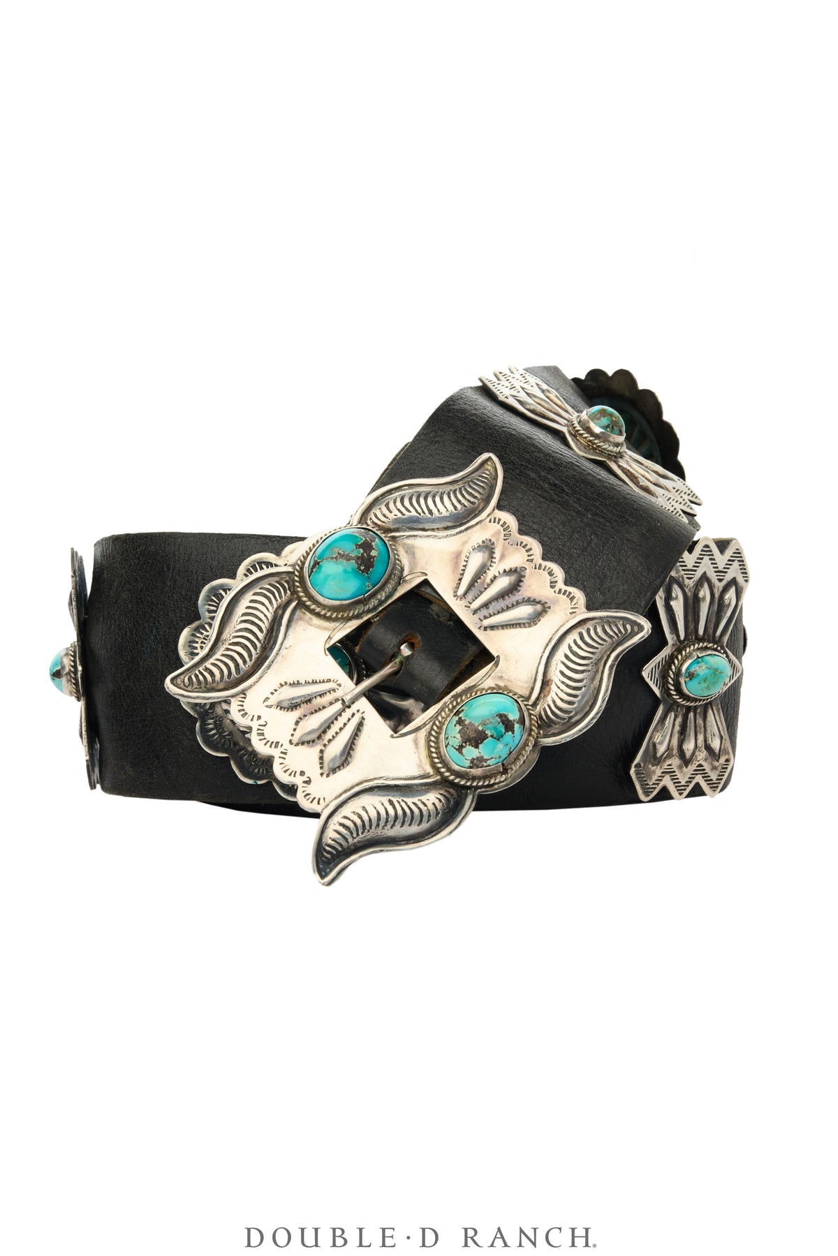 Belt, A Vintage, Concho, Turquoise, Wide Scalloped Band, Estate, Vintage, 1042
