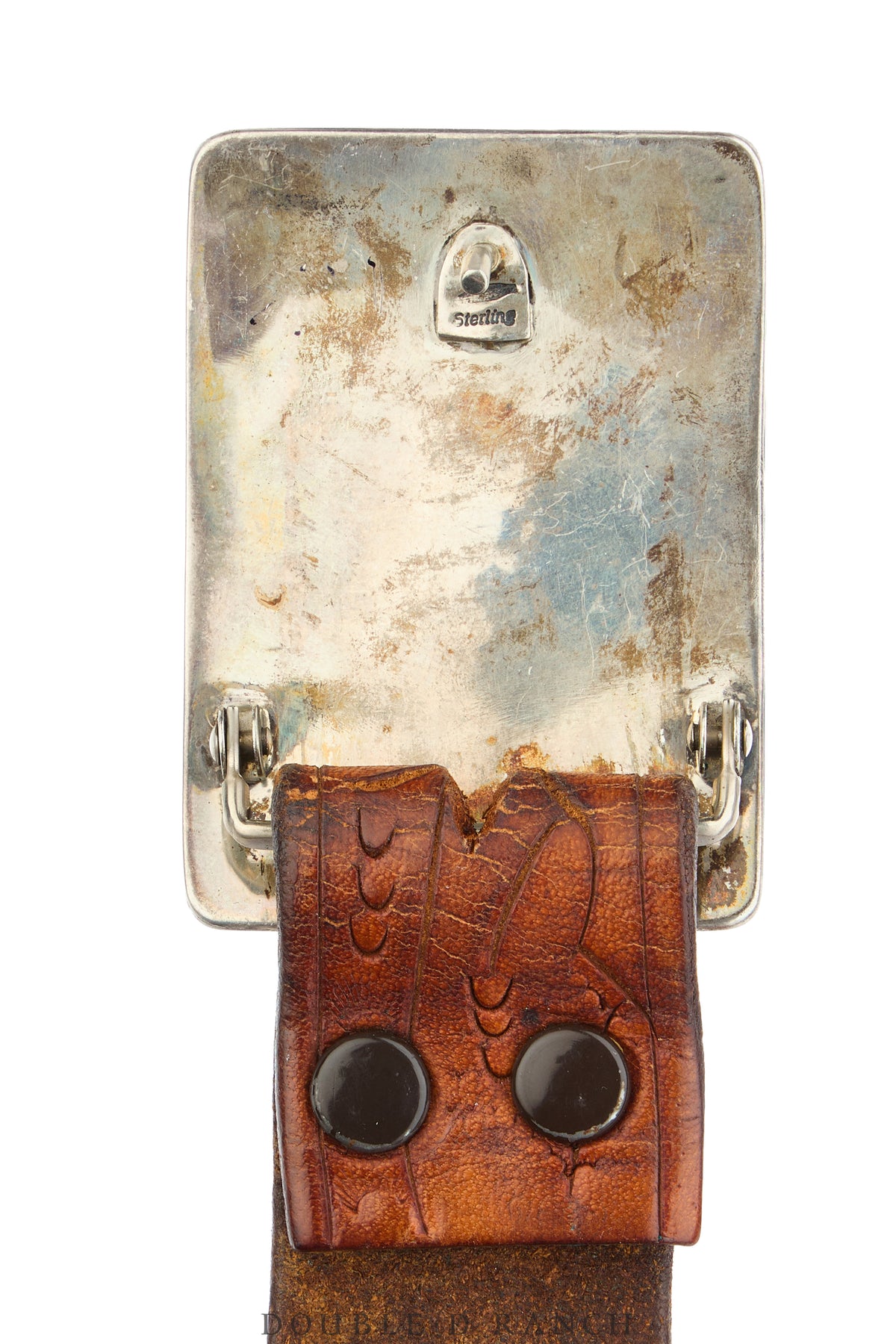 Belt, A Vintage, Buckle,  Concho, Turquoise &amp; Coral, Horse &amp; Floral Appliqué, Hallmark, Vintage, 1050